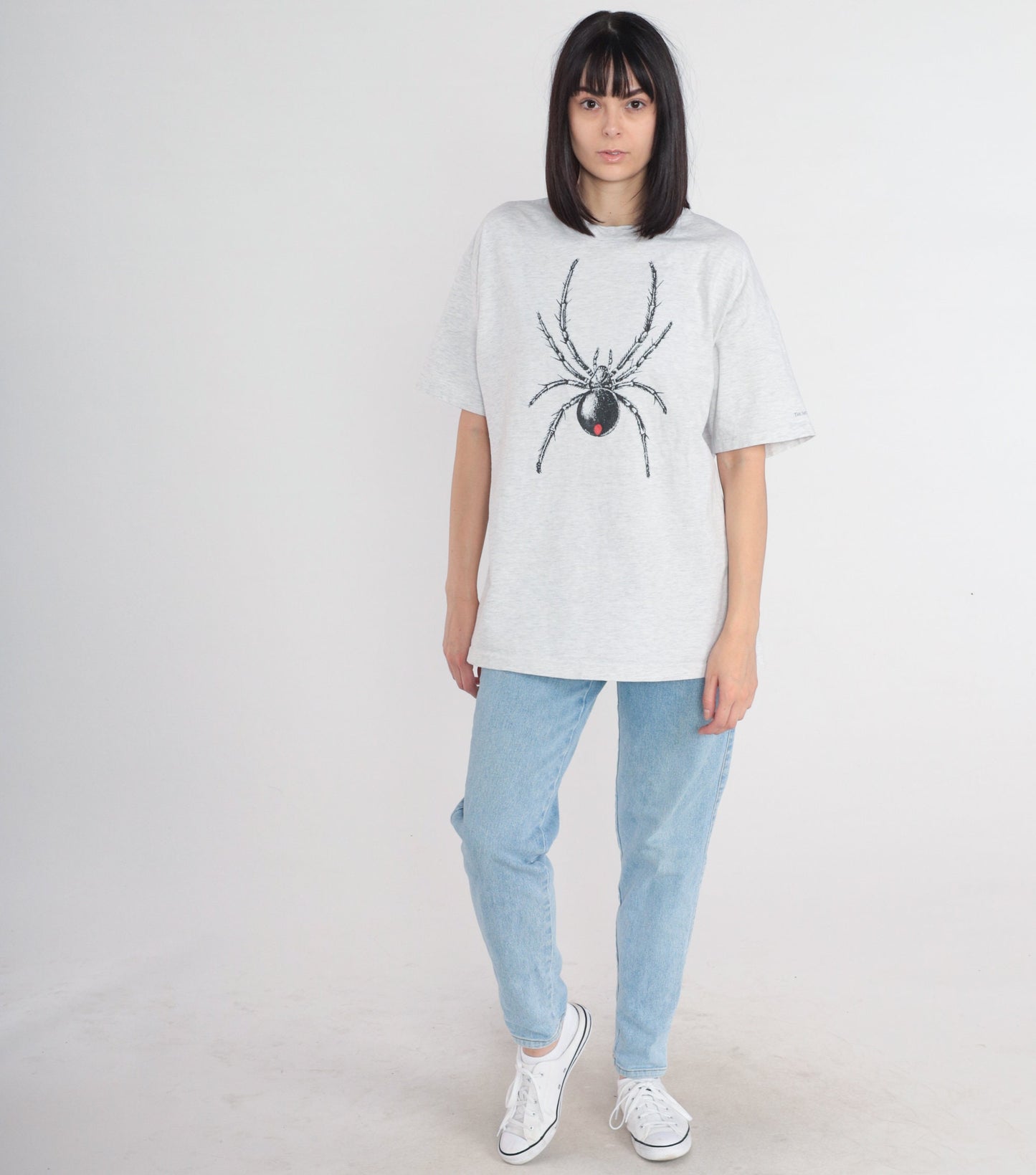 90s Black Widow Spider Graphic T-Shirt Grey Cotton Single Stitch Extra Large