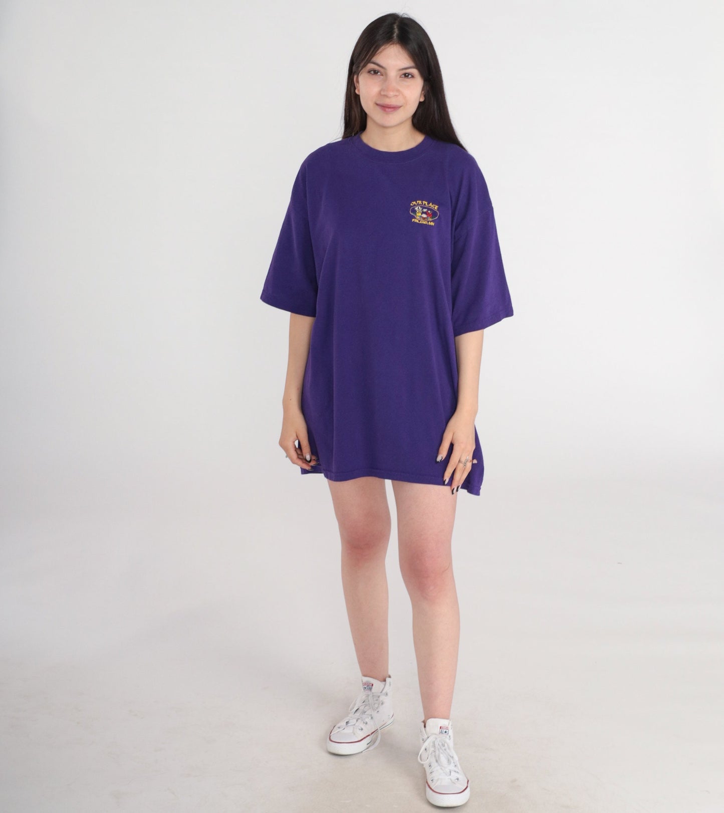 90s Our Place Finland Minnesota Graphic T-Shirt Purple Embroidered Extra Large
