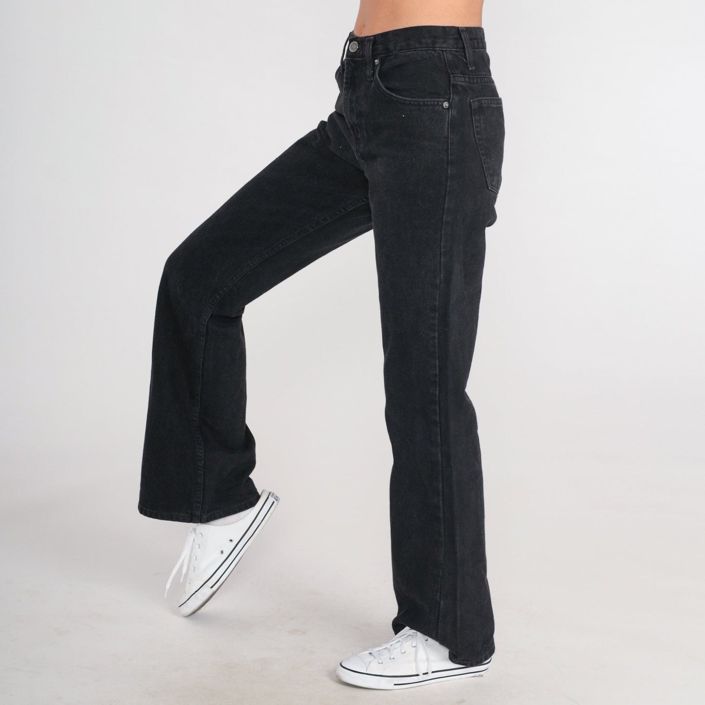 00s LEI Black Flare Jeans Mid Rise Denim Bellbottoms Small