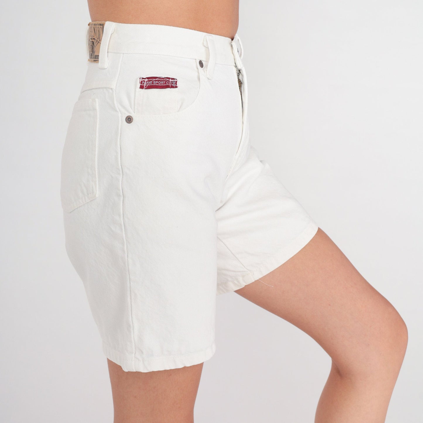 90s White Denim Shorts High Waist Cotton Jean Shorts XXS