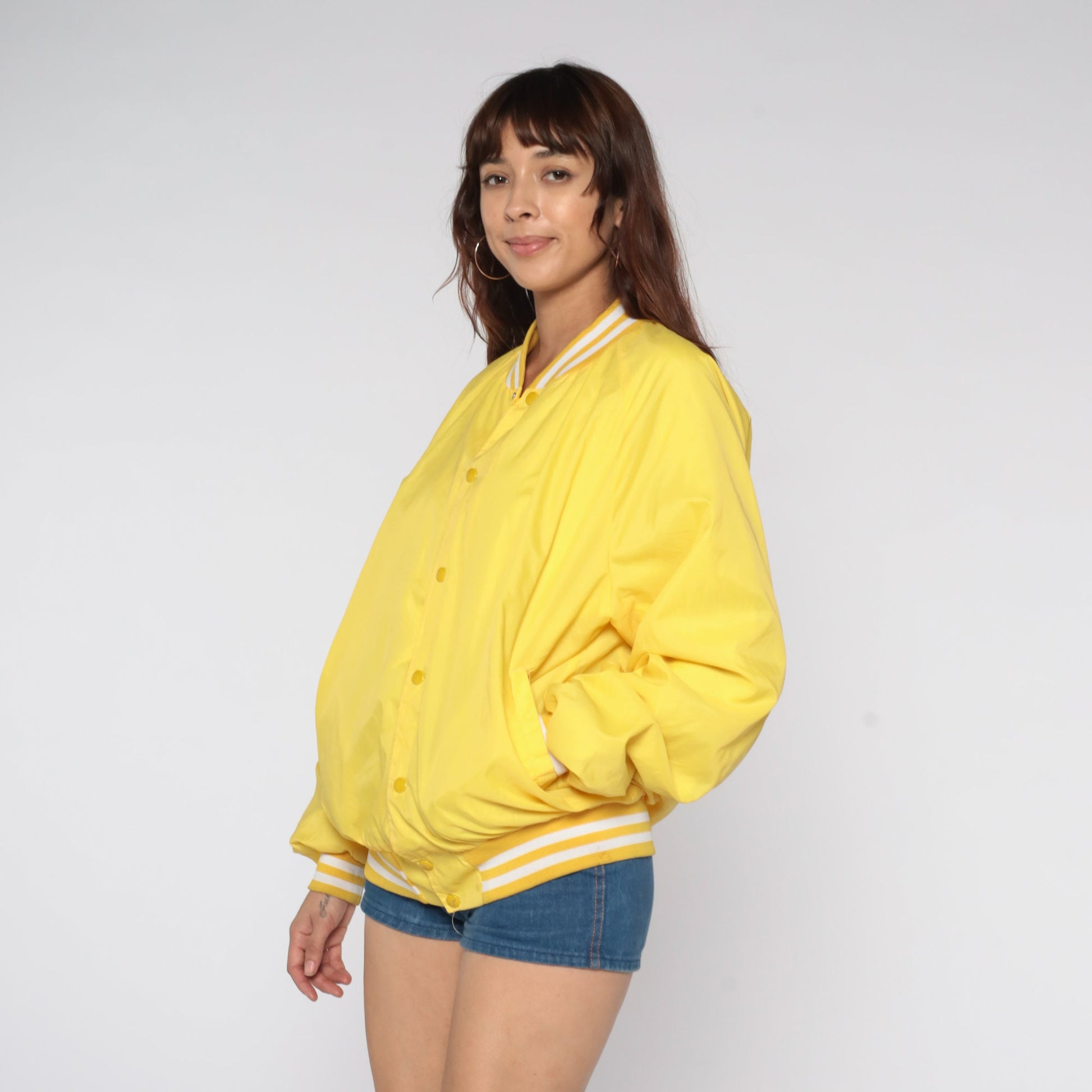 80s Air Rescue Squadron Long Beach Bomber Jacket Yellow Eagle Nylon Extra Large XL