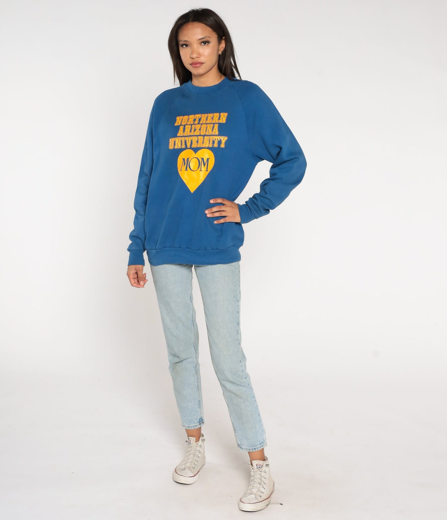 80s Northern Arizona University Mom Sweatshirt NAU Raglan Crewneck Large