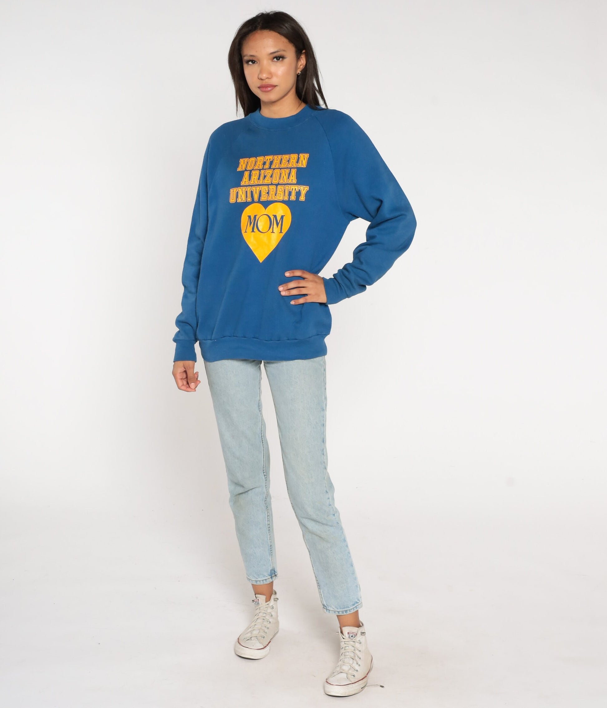 80s Northern Arizona University Mom Sweatshirt NAU Raglan Crewneck Large