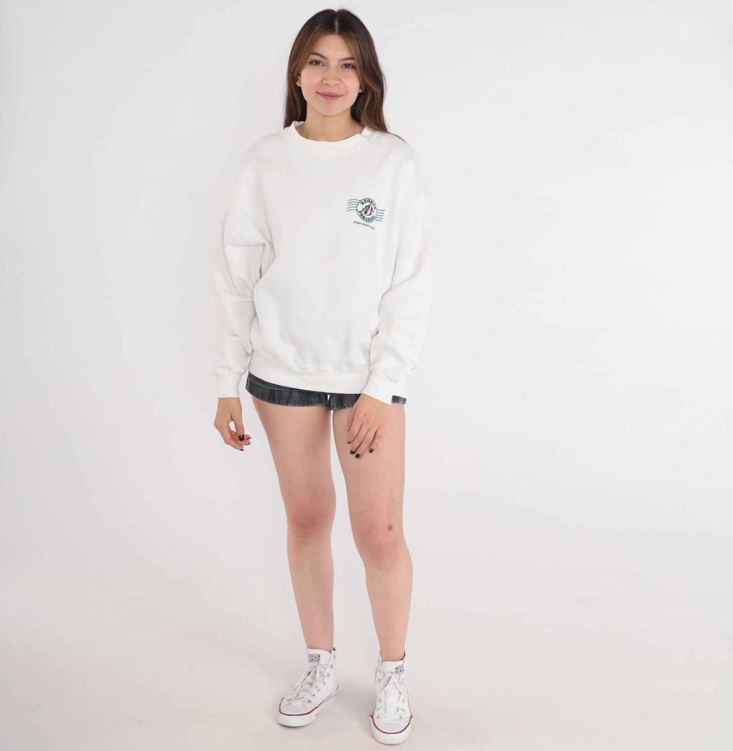 90s Keoki's Paradise Hawaii Sweatshirt White Graphic Crewneck Large