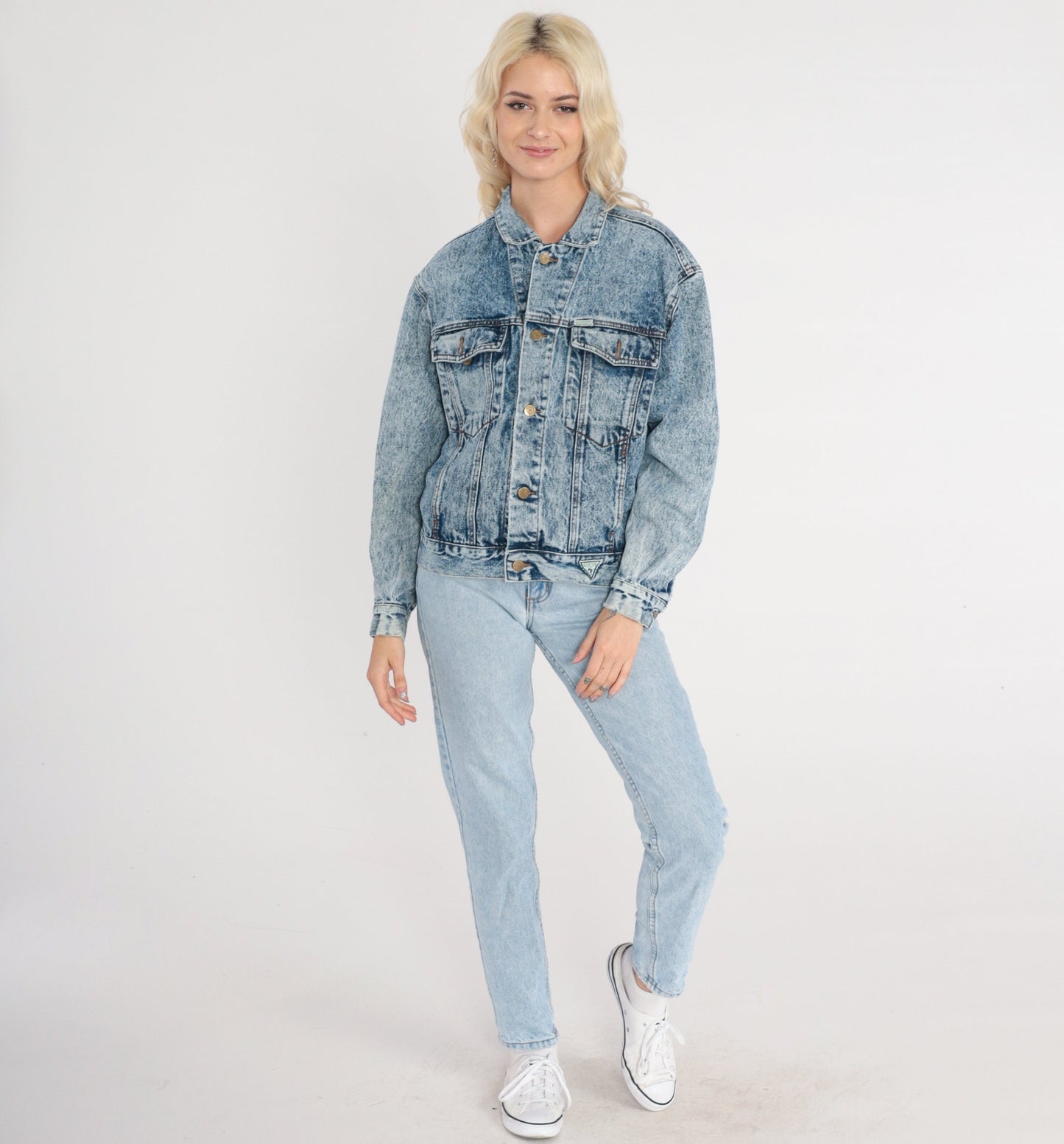 90s Guess Georges Marciano Acid Wash Denim Jacket Blue Large L
