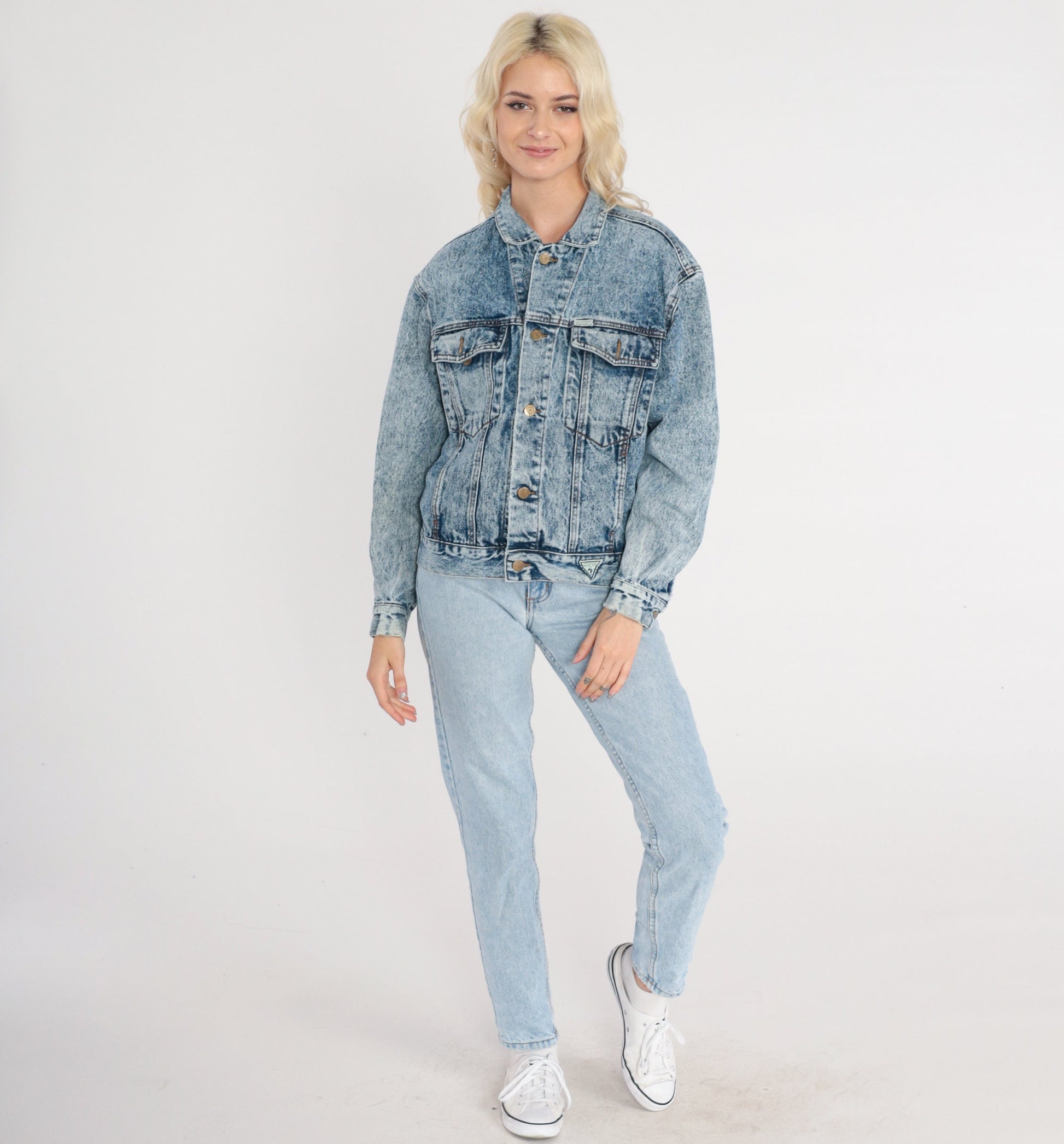 90s Guess Georges Marciano Acid Wash Denim Jacket Blue Large L