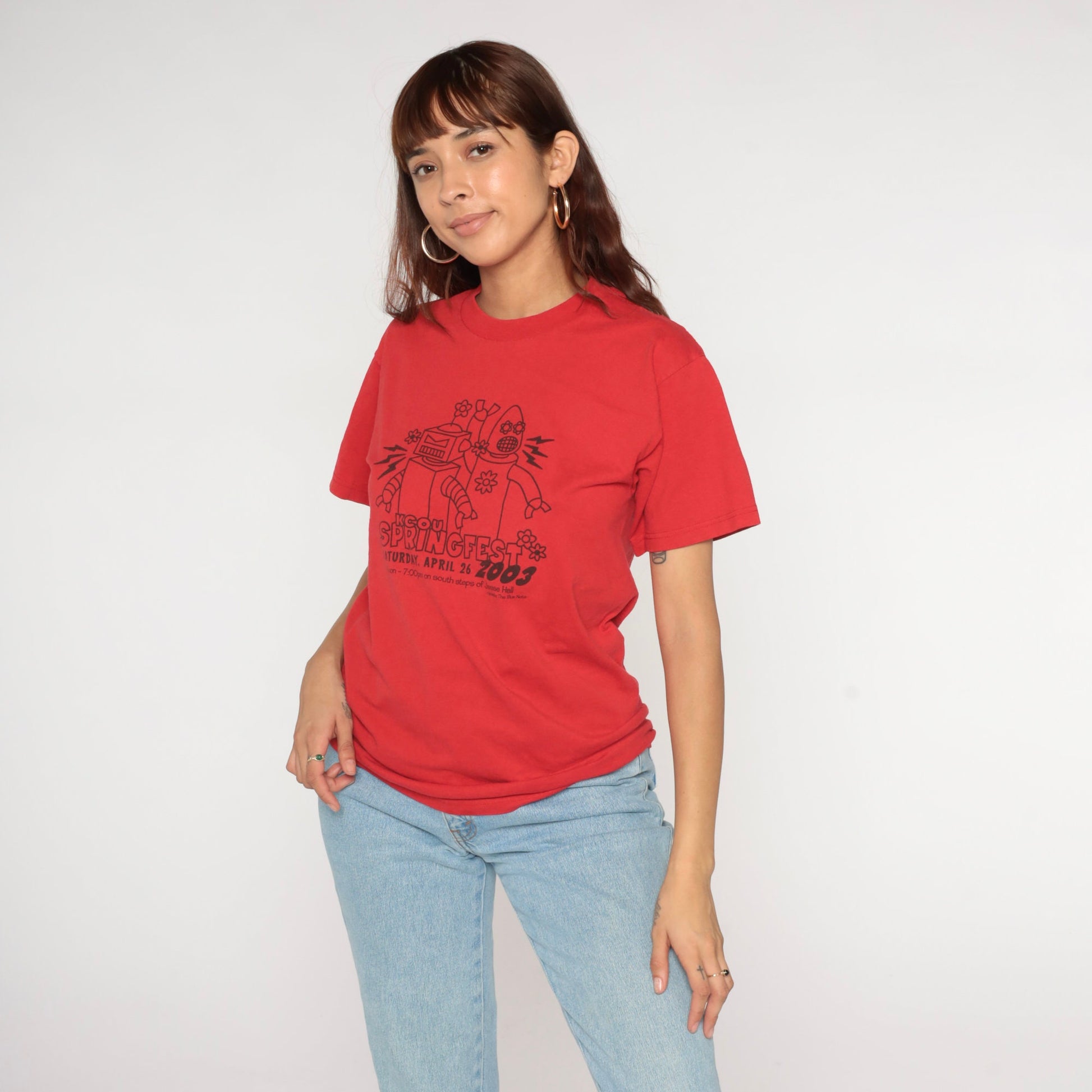 KCOU Springfest 2003 Music Festival T-Shirt Red Graphic Tee Medium