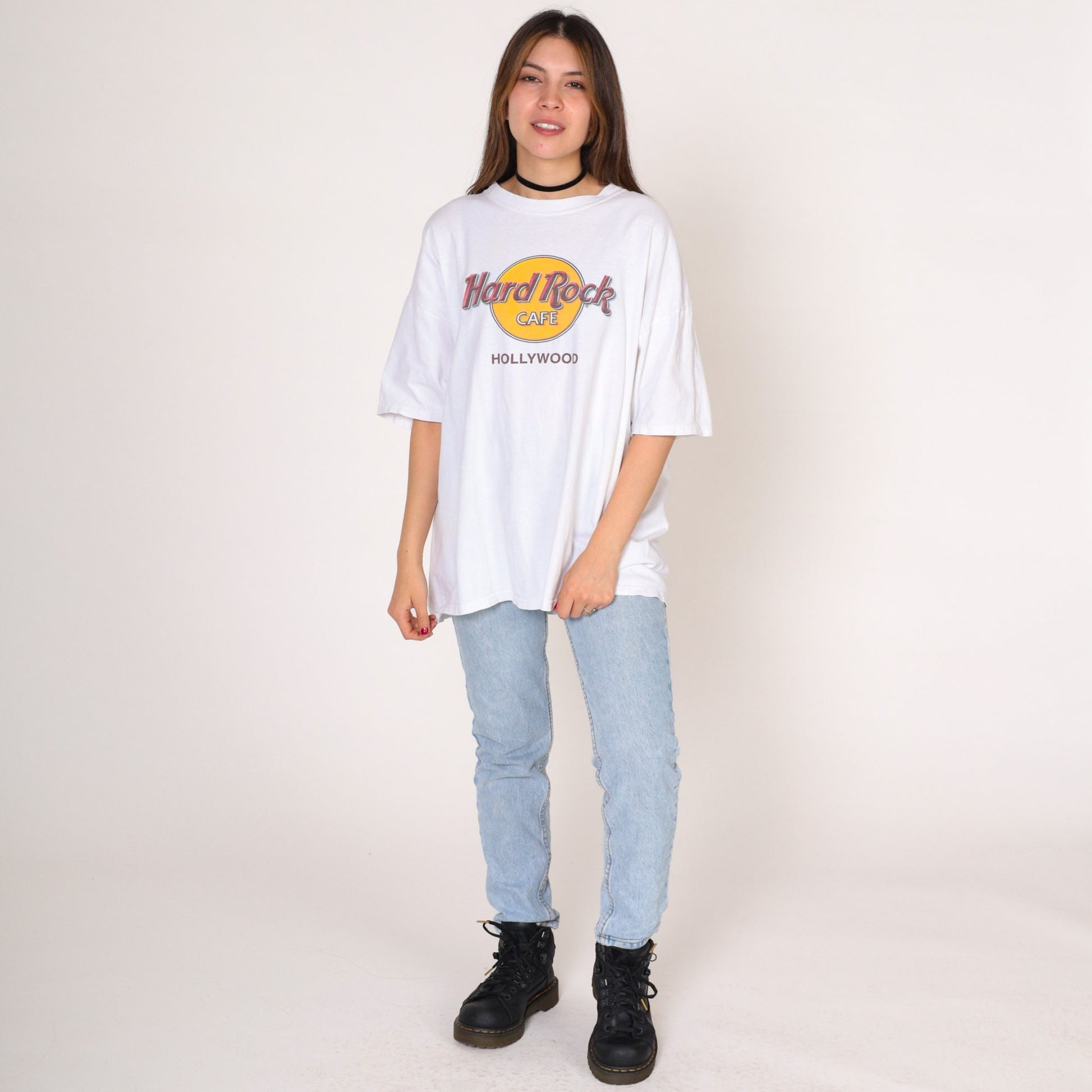 Hard Rock Cafe Hollywood 90s Graphic T-Shirt White Extra Large XL