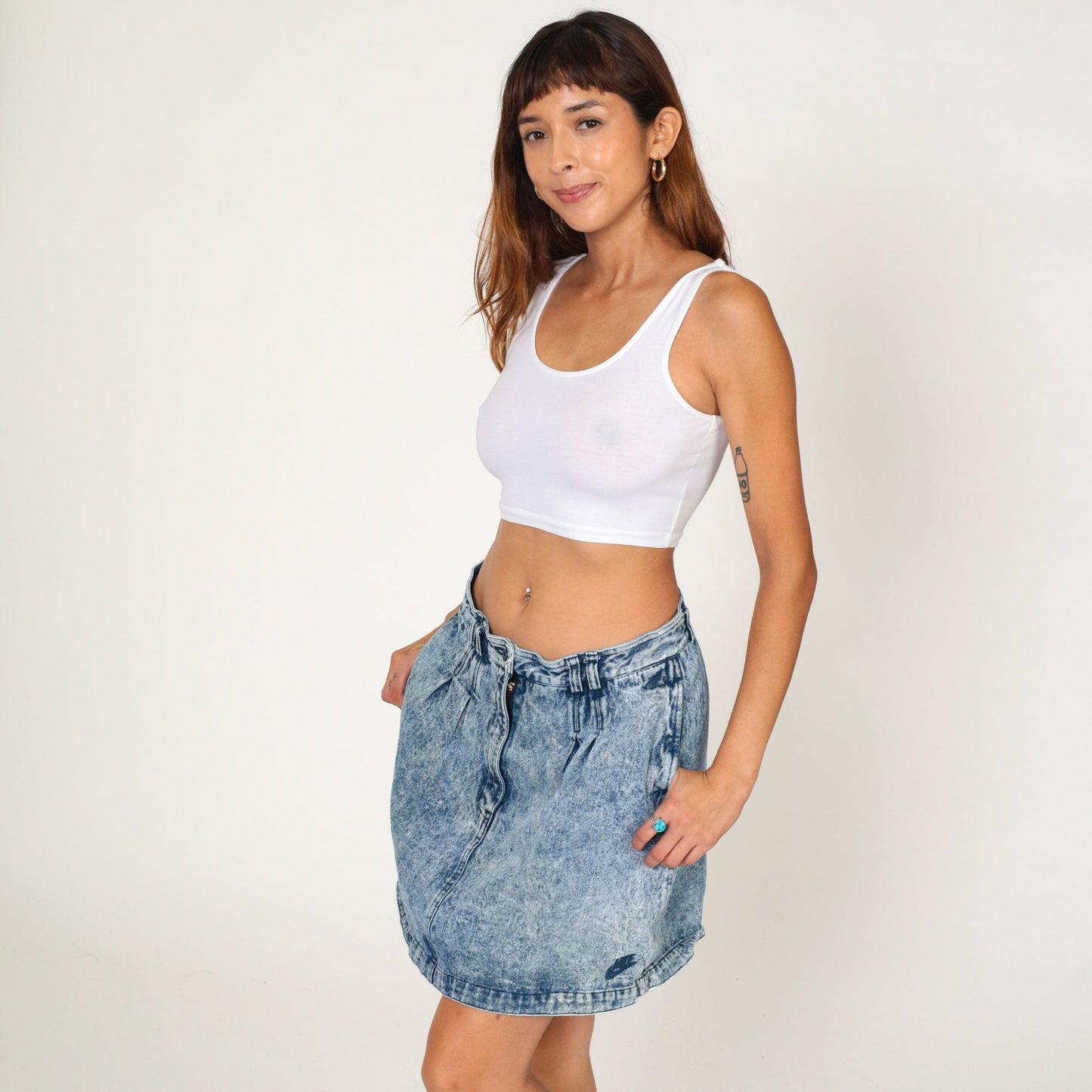 90s Nike Challenge Court Acid Wash Denim Mini Skirt High Waisted Blue Large L