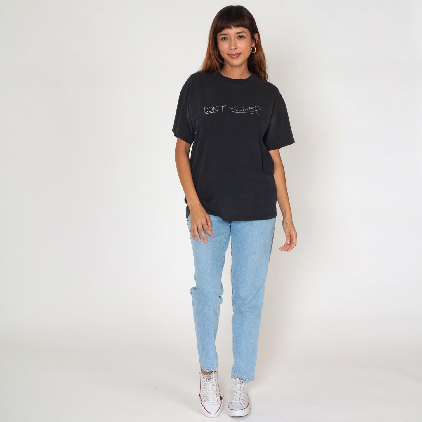 90s Don't Sleep The Invasion Graphic T-Shirt Black Cotton Medium M