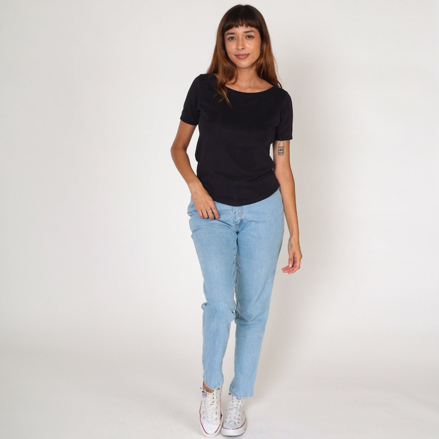 Y2K Black Fitted T-Shirt Stretchy Short Sleeve Tee Medium M