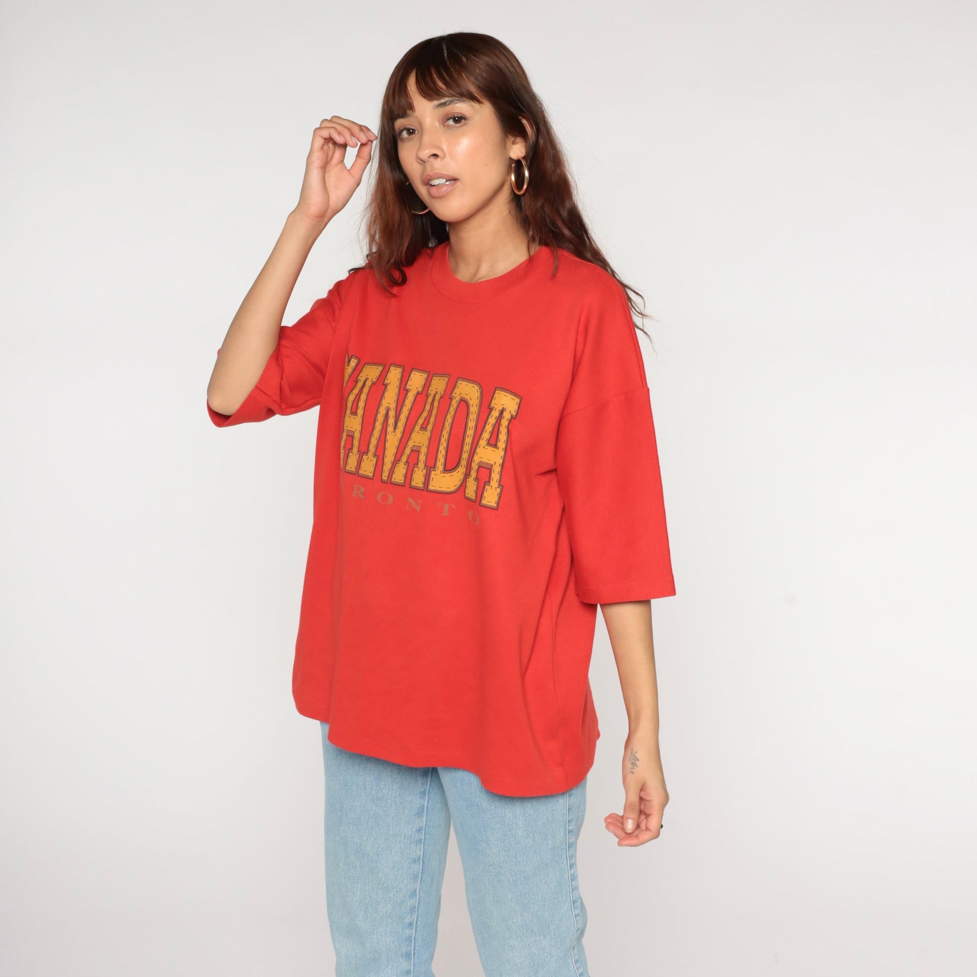 90s Toronto Canada Graphic T-Shirt Cotton Single Stitch Red Extra Large