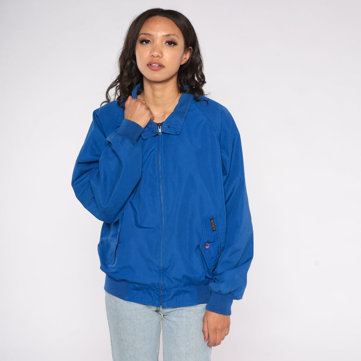 Eddie Bauer 90s Royal Blue Windbreaker Bomber Jacket Raglan Medium M