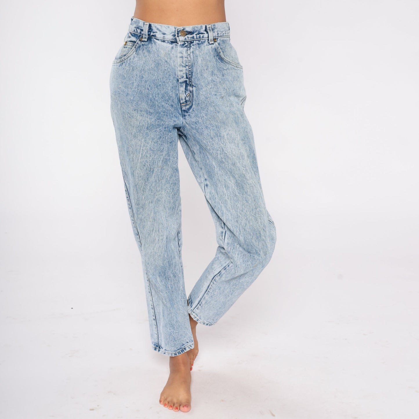 90s Levi's 573 Acid Wash High Waisted Tapered Jeans Small