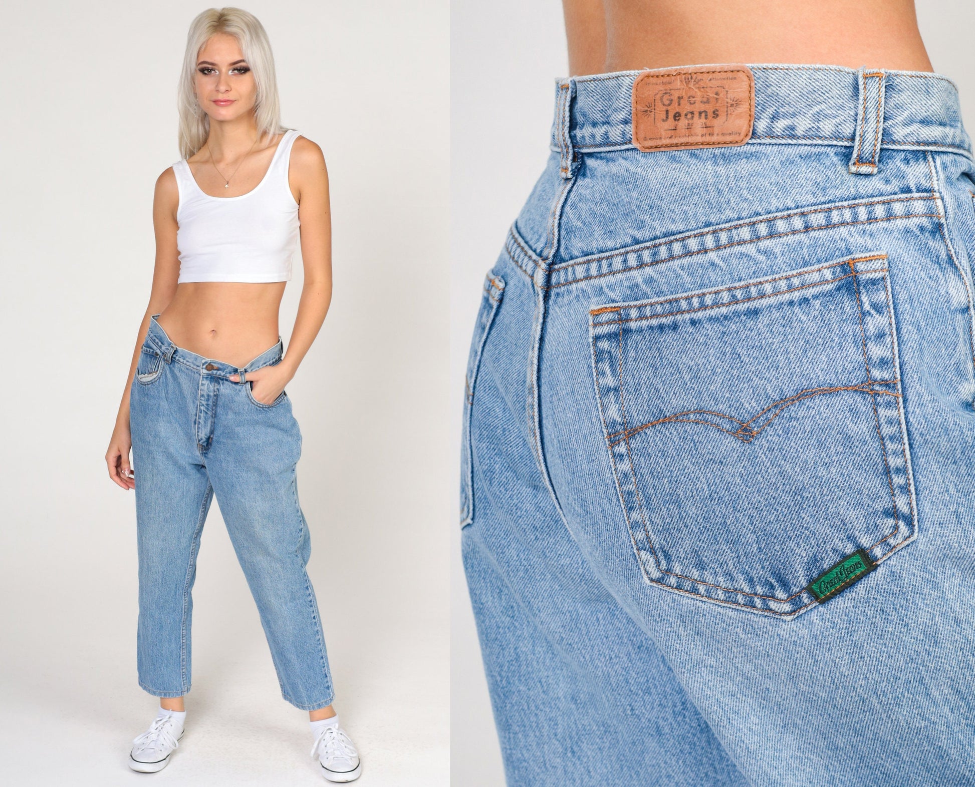 90s High-Rise Straight Leg Ankle Jeans Blue Denim Medium