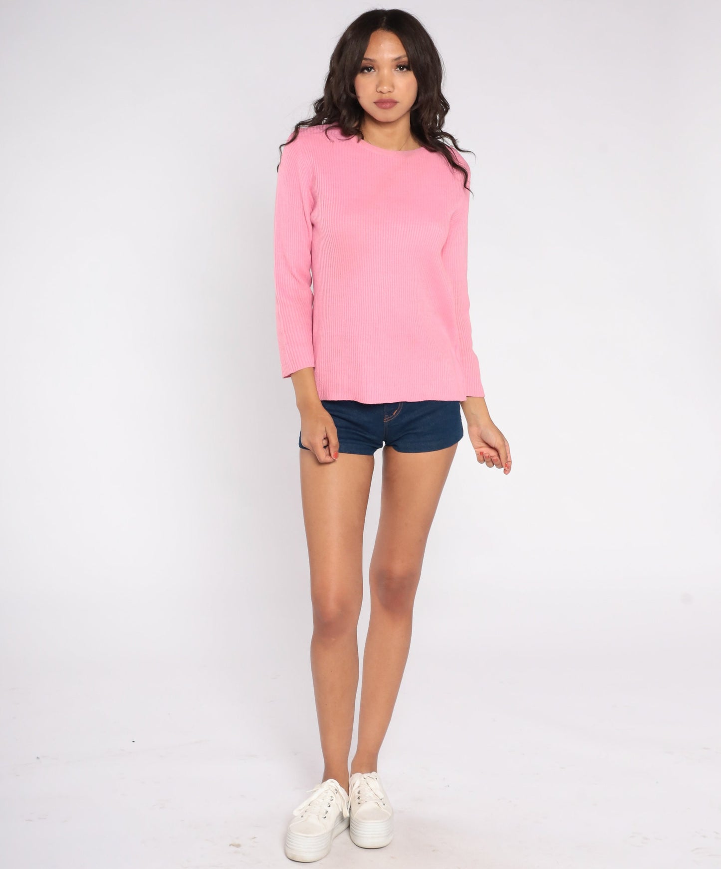 70s Pink Knit Crewneck Pullover Sweater Medium M