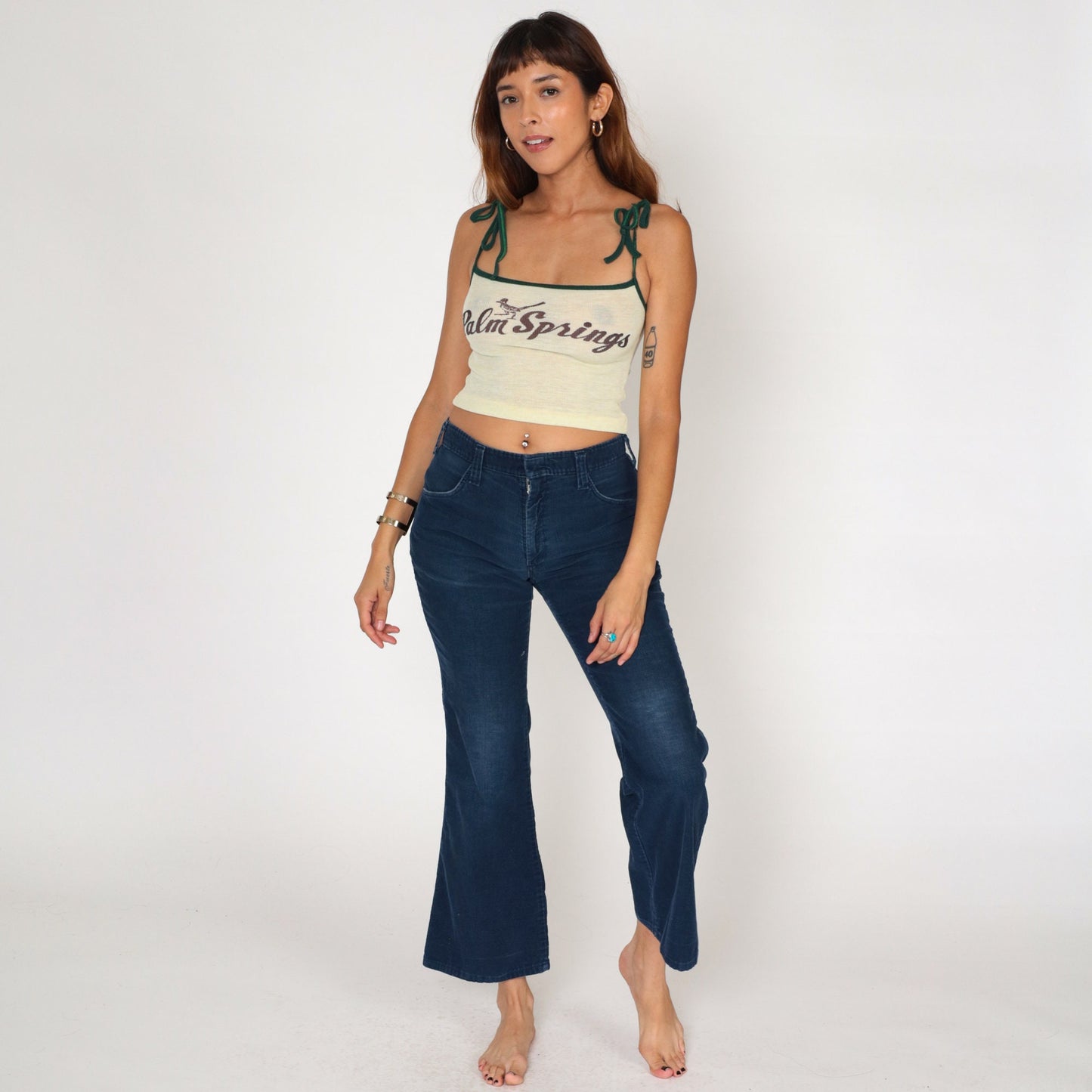 90s Dickies Navy Corduroy Bell Bottom Pants Mid Rise Small