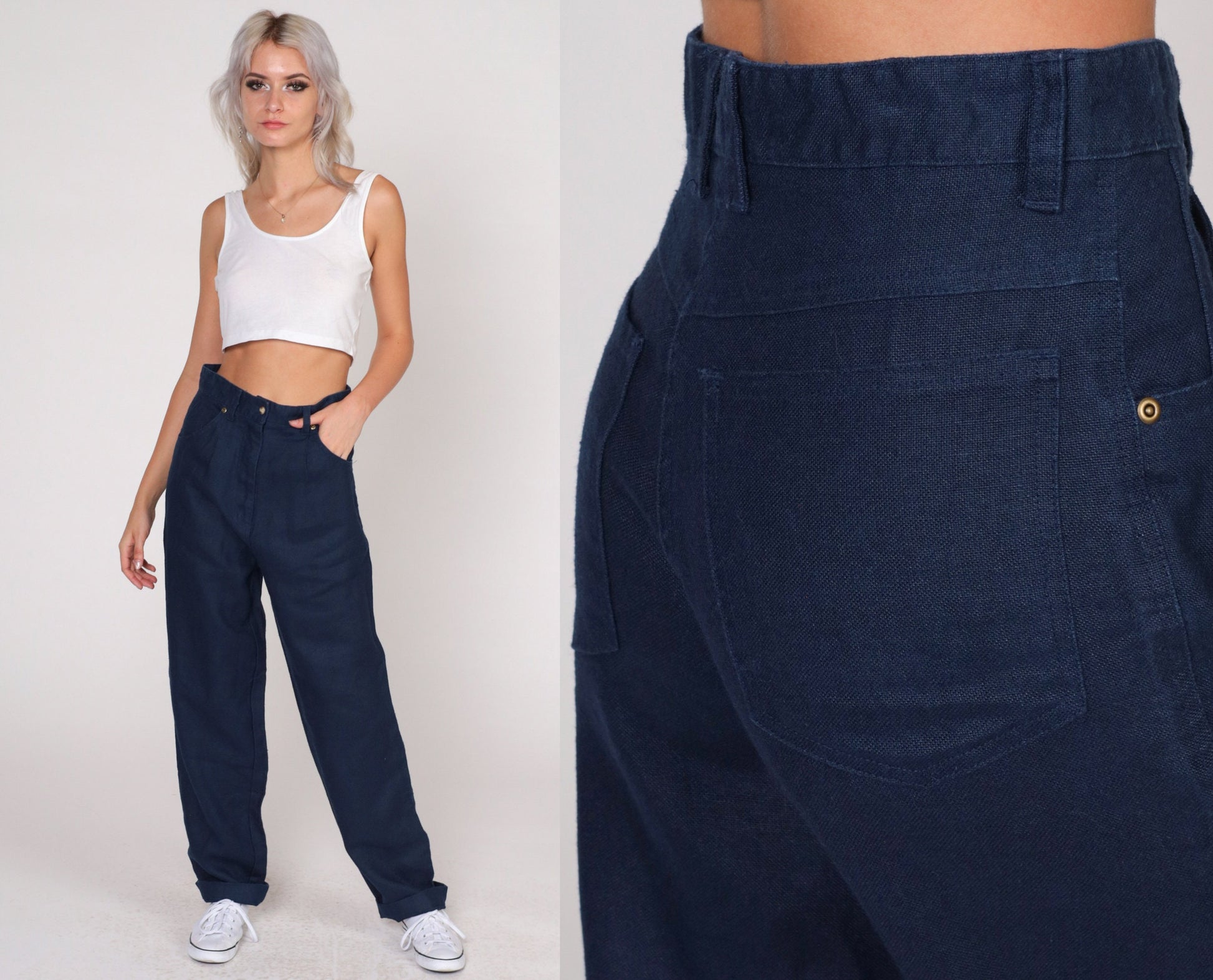 00s Ivy High-Waist Straight-Leg Dark Wash Jeans Medium M