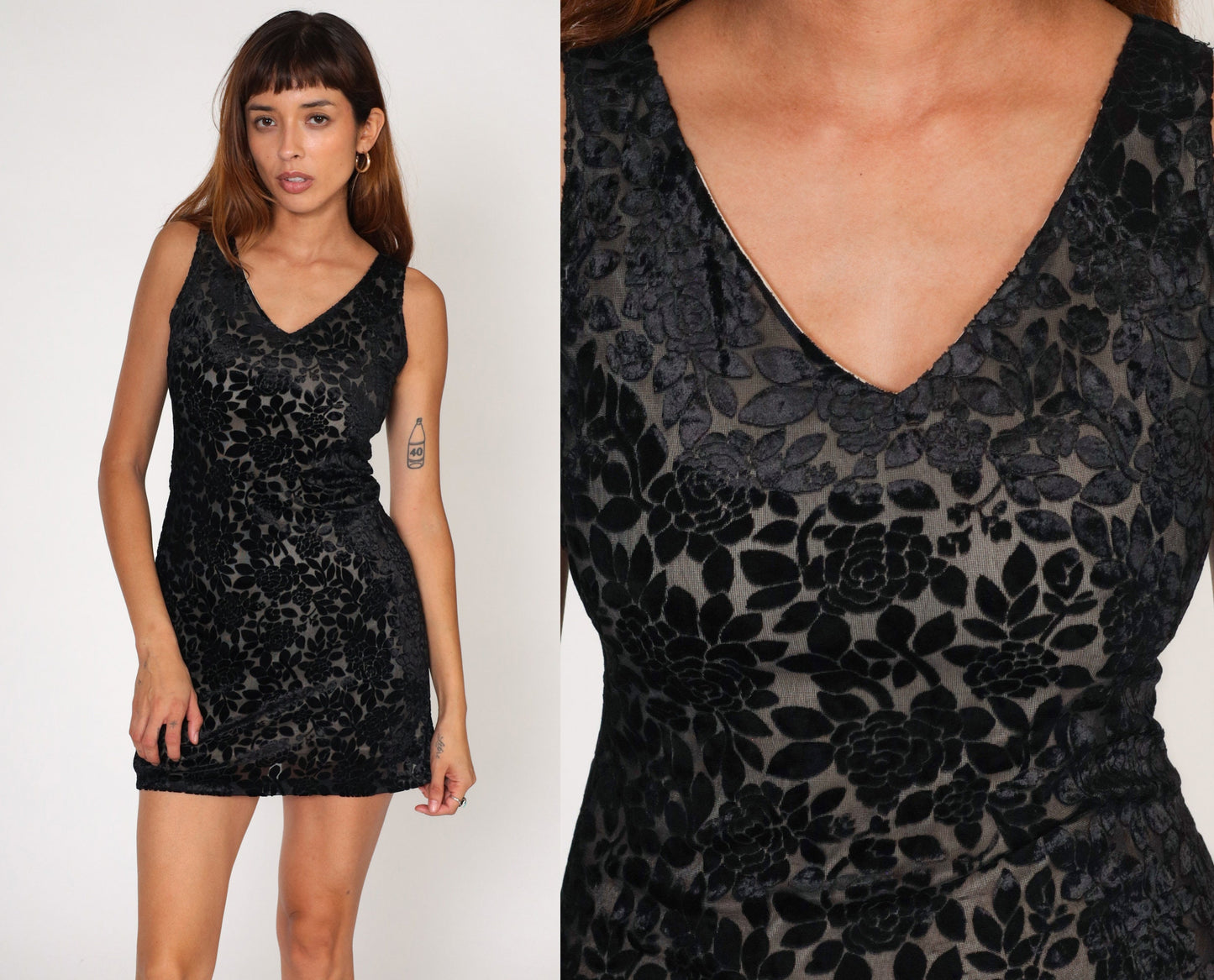 Y2K Charlotte Russe Black Floral Burnout Velvet Mini Dress Small