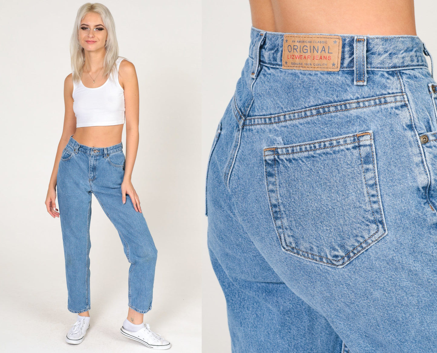 90s Liz Claiborne Mom Jeans Blue Denim Tapered Straight Leg Extra Small