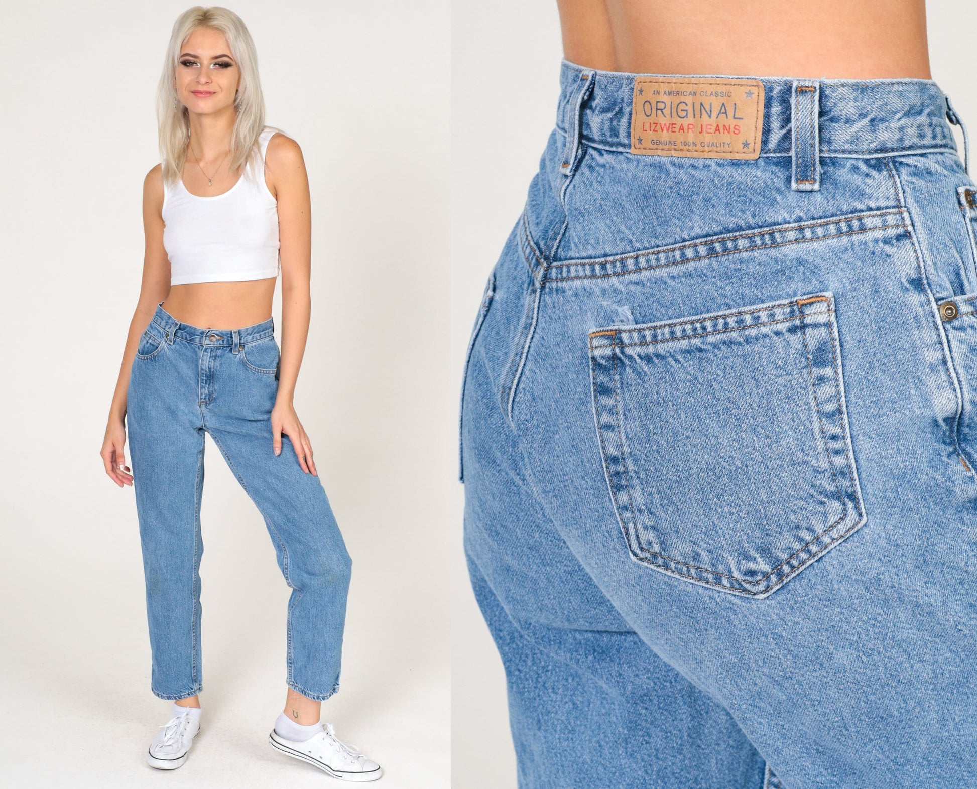 90s Liz Claiborne Mom Jeans Blue Denim Tapered Straight Leg Extra Small