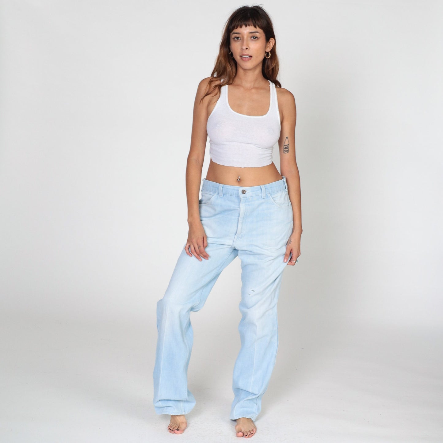 70s Levi's White Tab High Rise Straight Leg Jeans Light Wash Men's 36x34