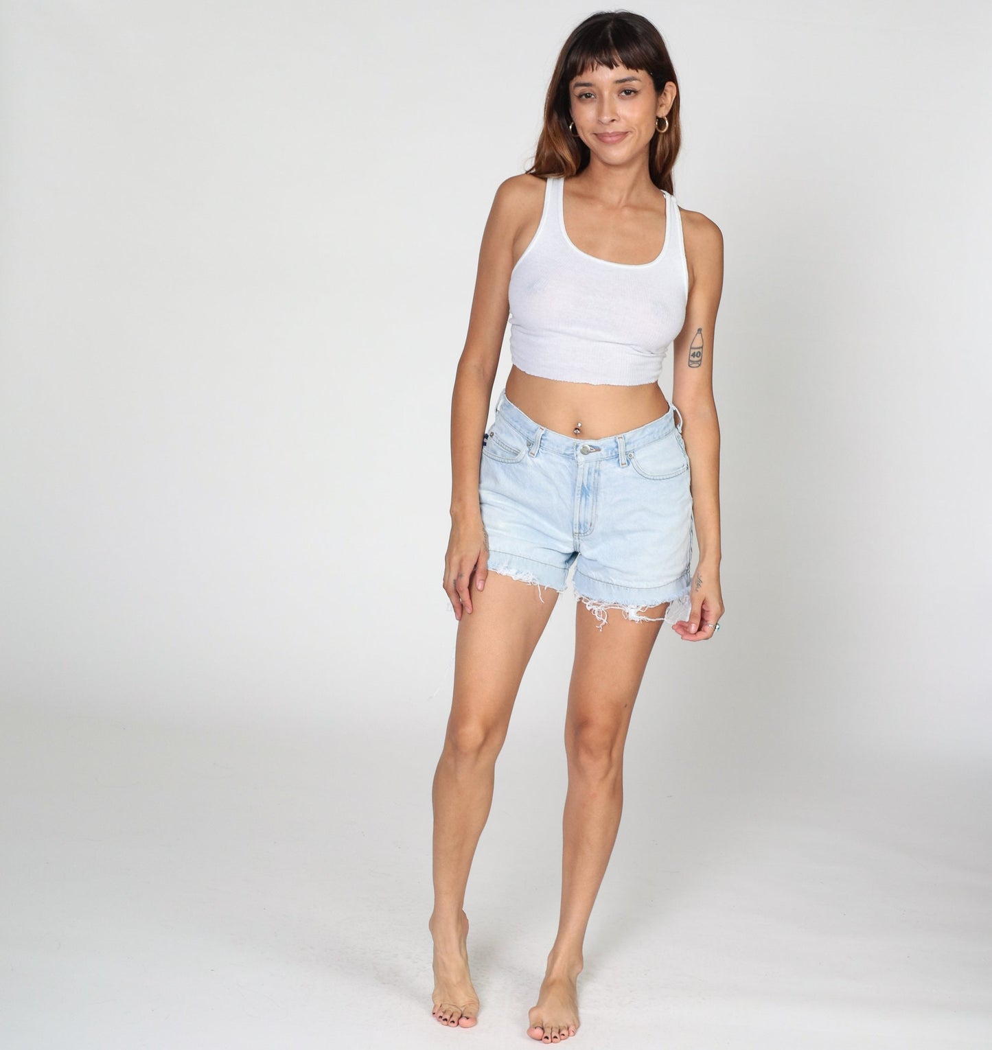 00s Bongo Light Wash Denim Cutoff Shorts Mid Rise Small 5