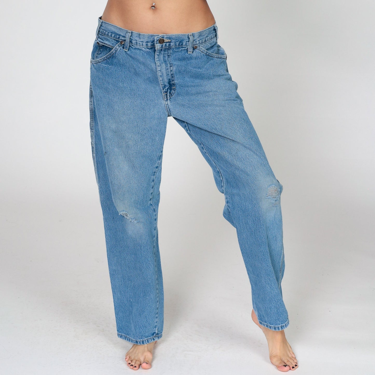 Dickies Carpenter Jeans 00s High Waisted Straight Leg Cargo Denim Blue 34x30