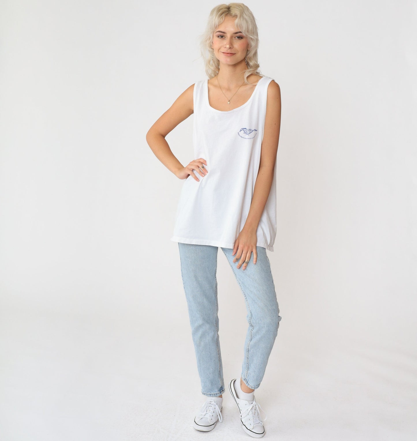 90s Saddleback Mustang Association Graphic Tank Top White Extra Large