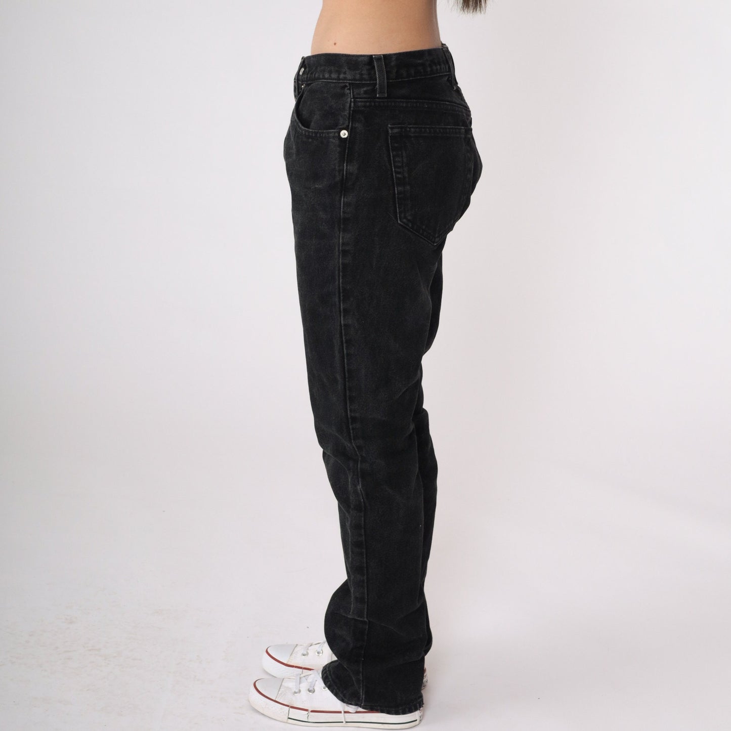 90s Guess Black Denim Boyfriend Jeans Mid Rise Cotton Medium 30