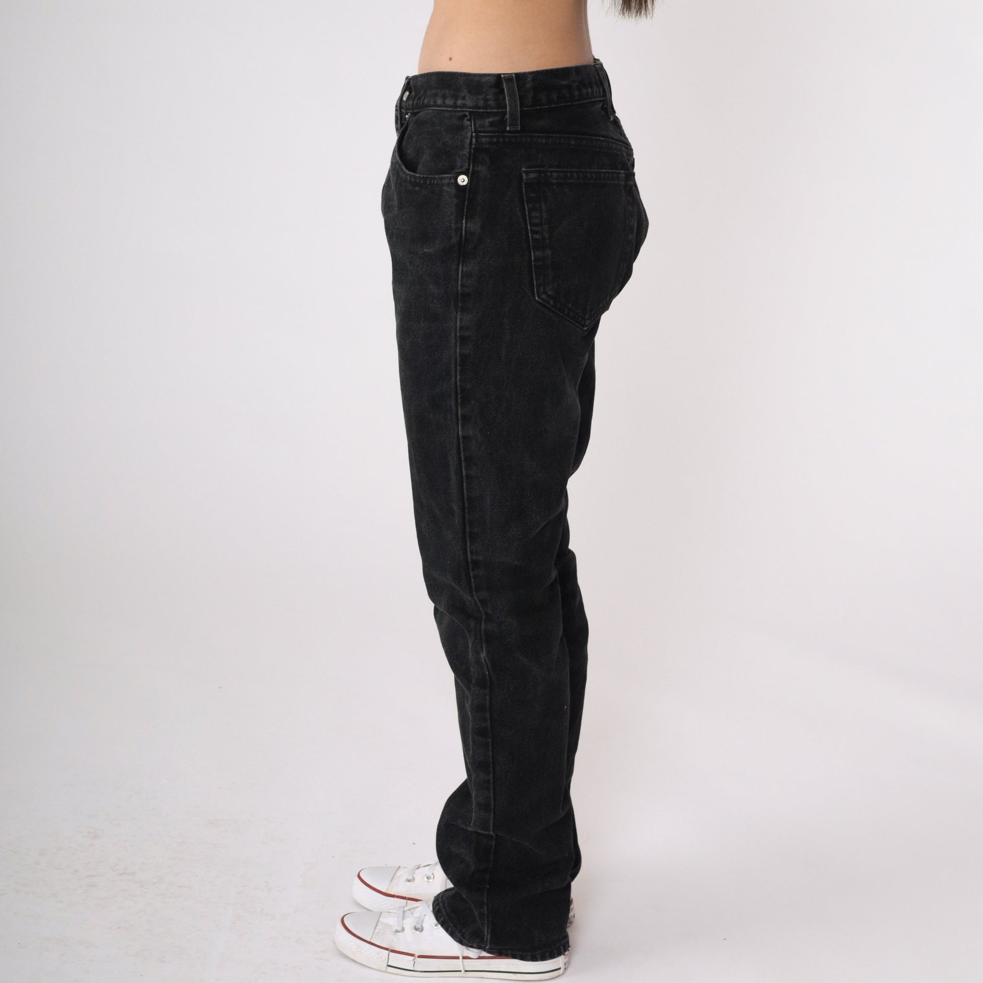 90s Guess Black Denim Boyfriend Jeans Mid Rise Cotton Medium 30