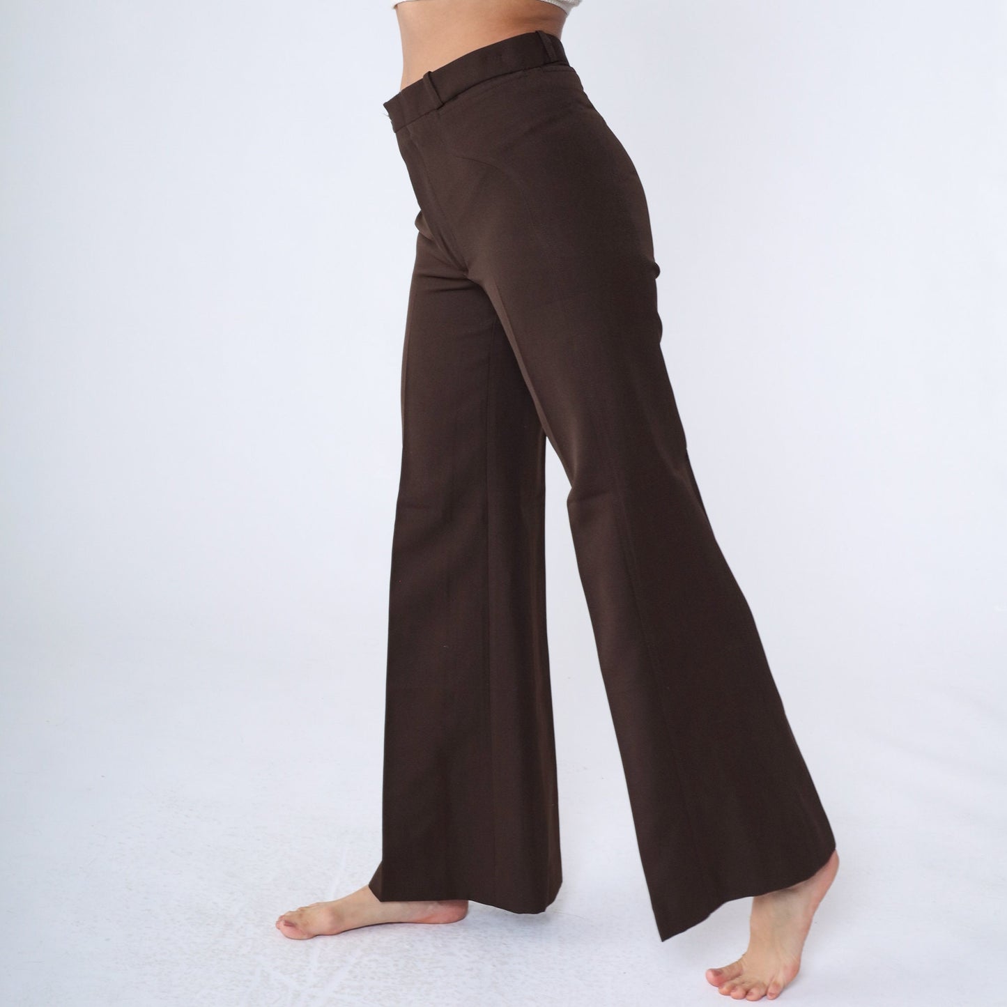 70s Zeppelin Brown Bell Bottom Trousers High Waist Flared Small