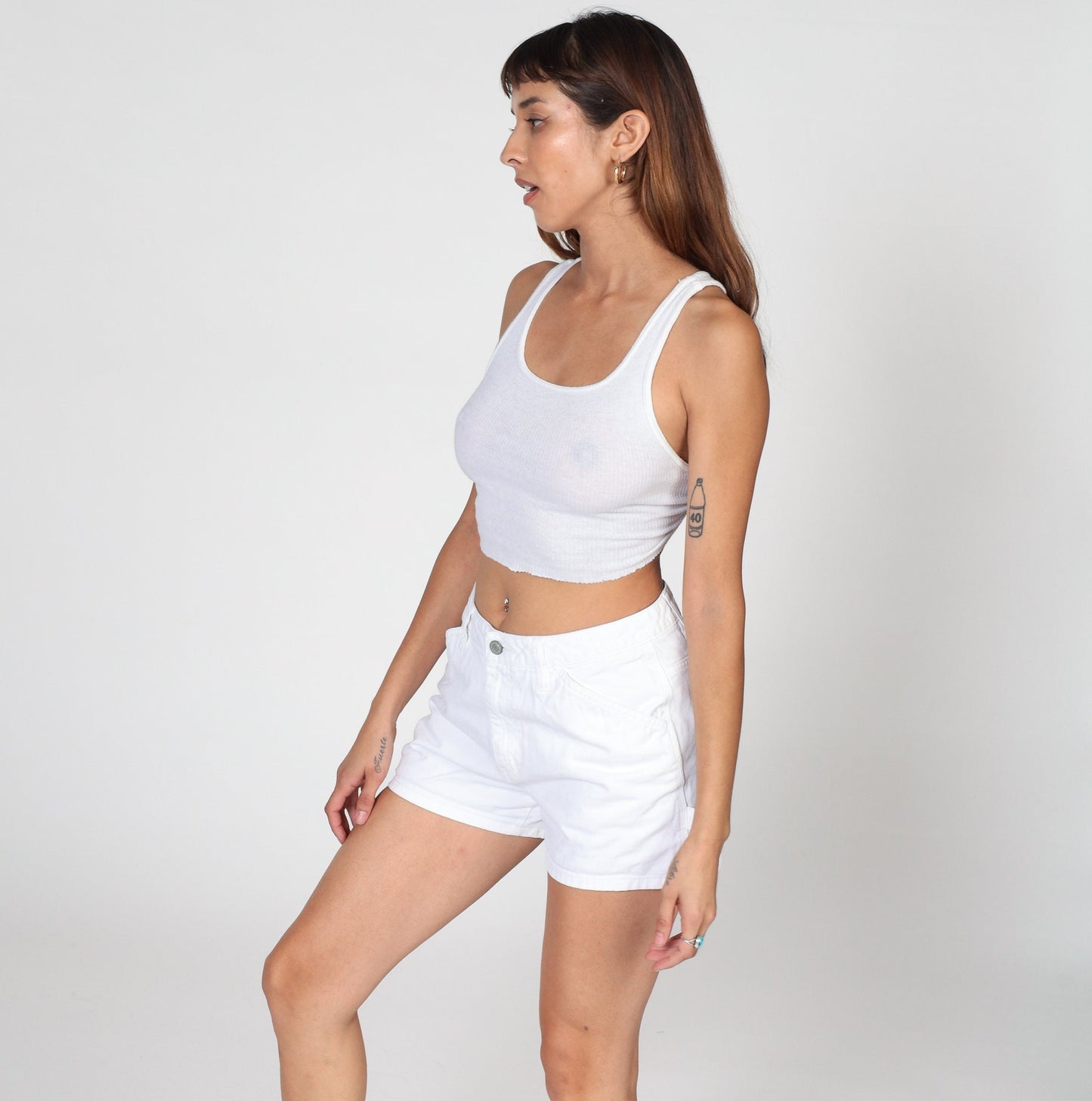 Y2K Dickies White Denim Carpenter Shorts Hammer Loop Mid Rise Medium