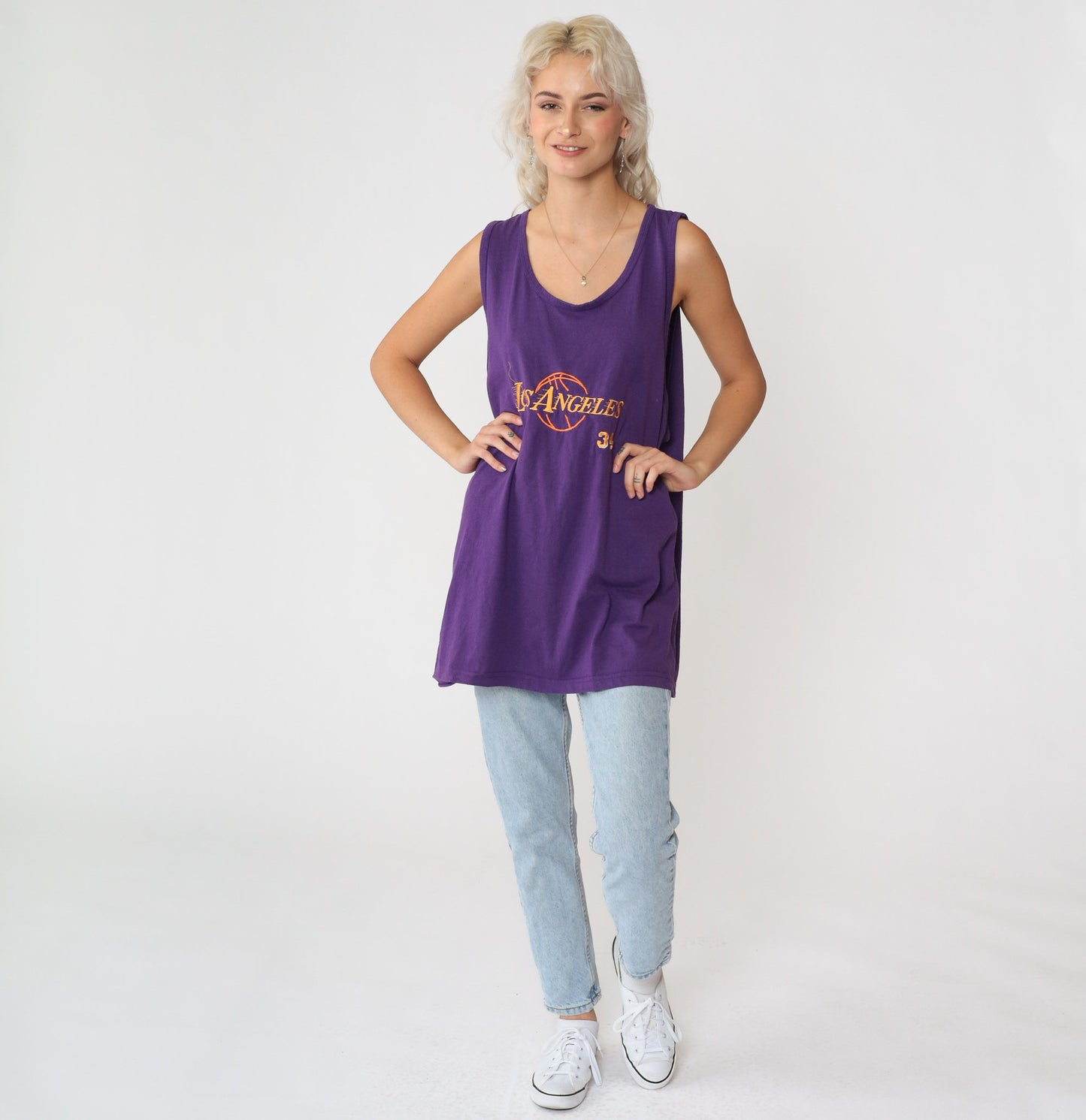 90s Lakers Shaq 34 Purple Basketball Tank Top Cotton Extra Large XXL