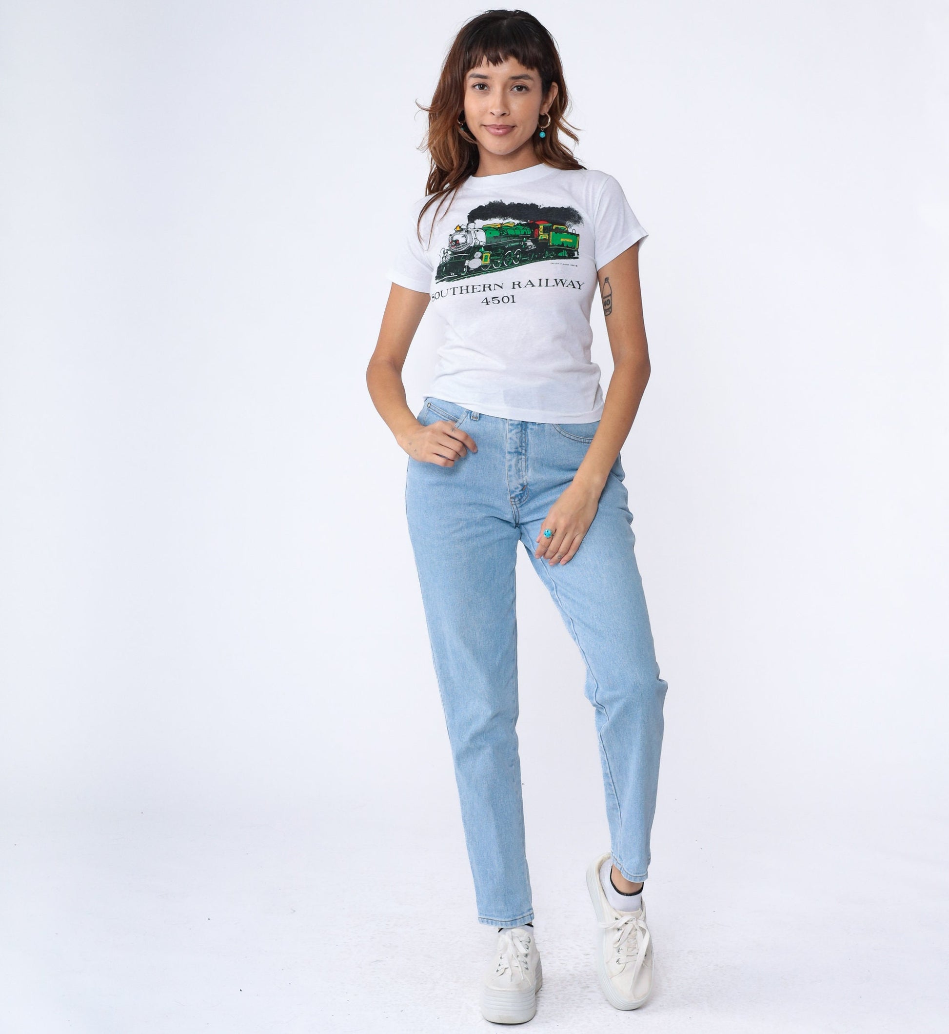 90s Southern Railway 4501 Steam Train Graphic T-Shirt Single Stitch Extra Small