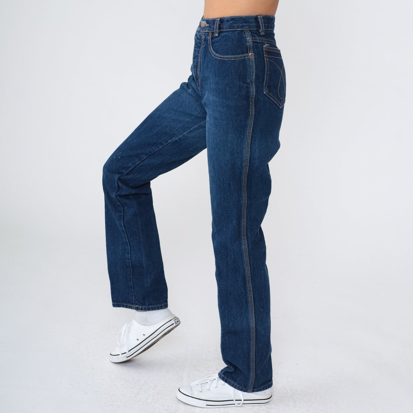 Calvin Klein 80s Dark Wash Tapered Jeans Mid Rise Denim Extra Small