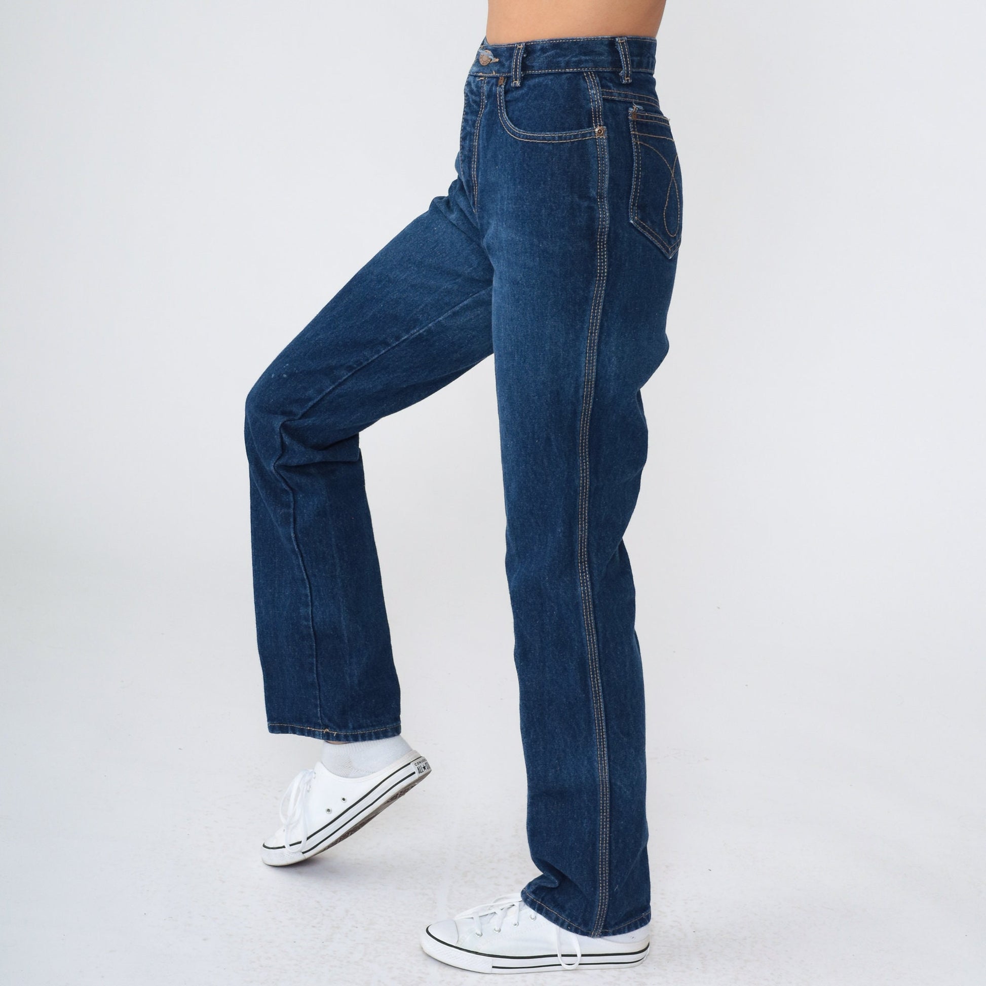 Calvin Klein 80s Dark Wash Tapered Jeans Mid Rise Denim Extra Small