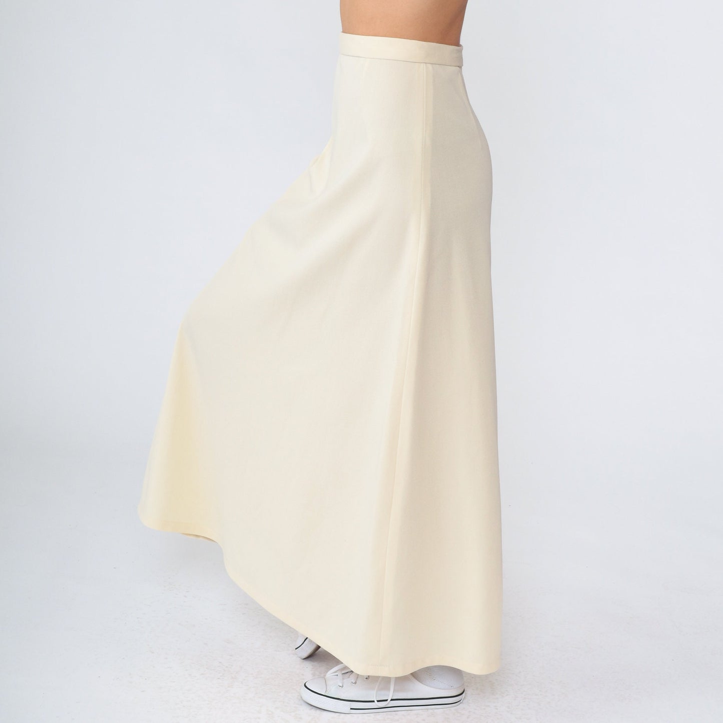 70s Cream High-Waisted Maxi Skirt Extra Small