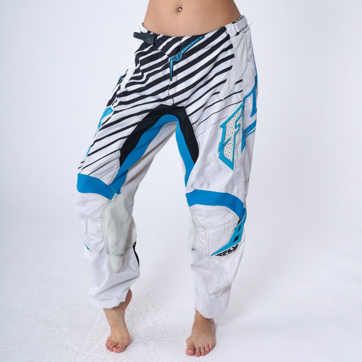 90s Fly Racing Motocross Pants White Black Motorcycle Riding Large
