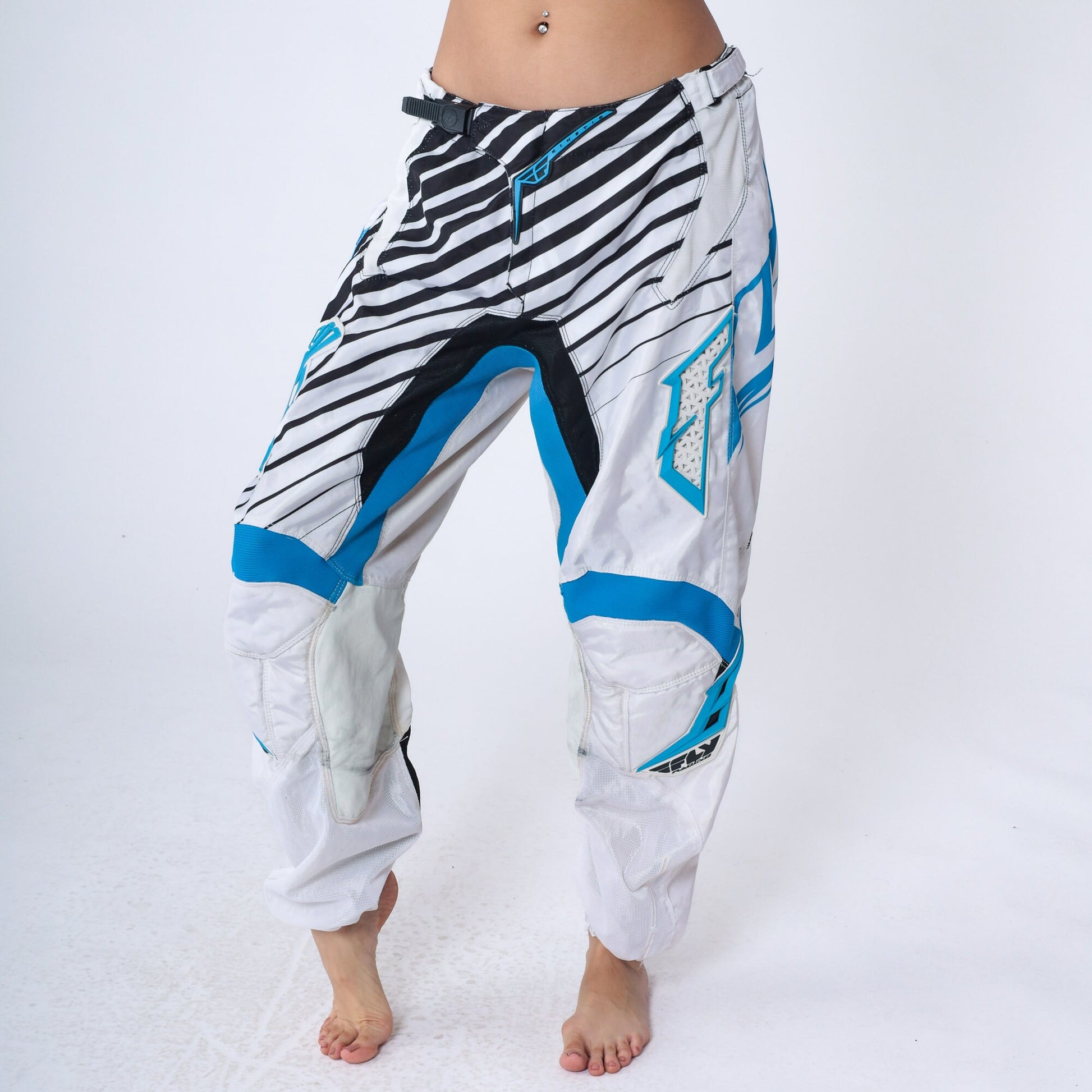 90s Fly Racing Motocross Pants White Black Motorcycle Riding Large