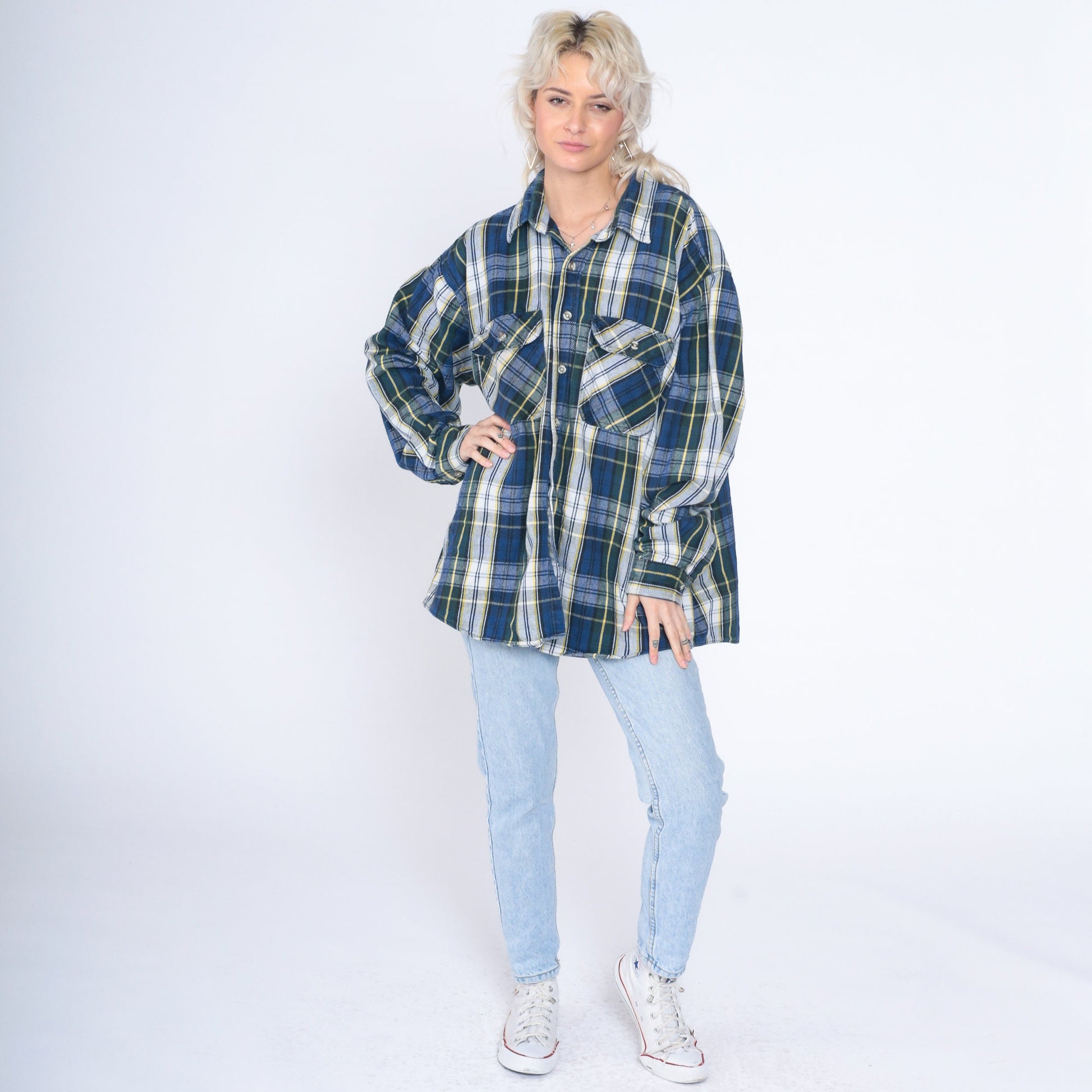90s Greatland Apparel Plaid Flannel Button-Up Shirt Cotton Extra Extra Large XXL