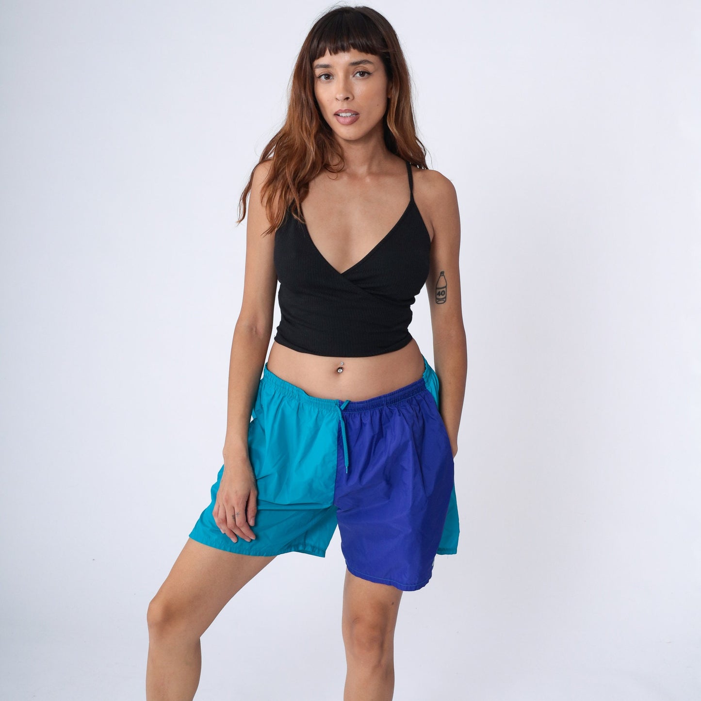 Nike 90s Colorblock Swim Shorts Turquoise Blue Nylon Large