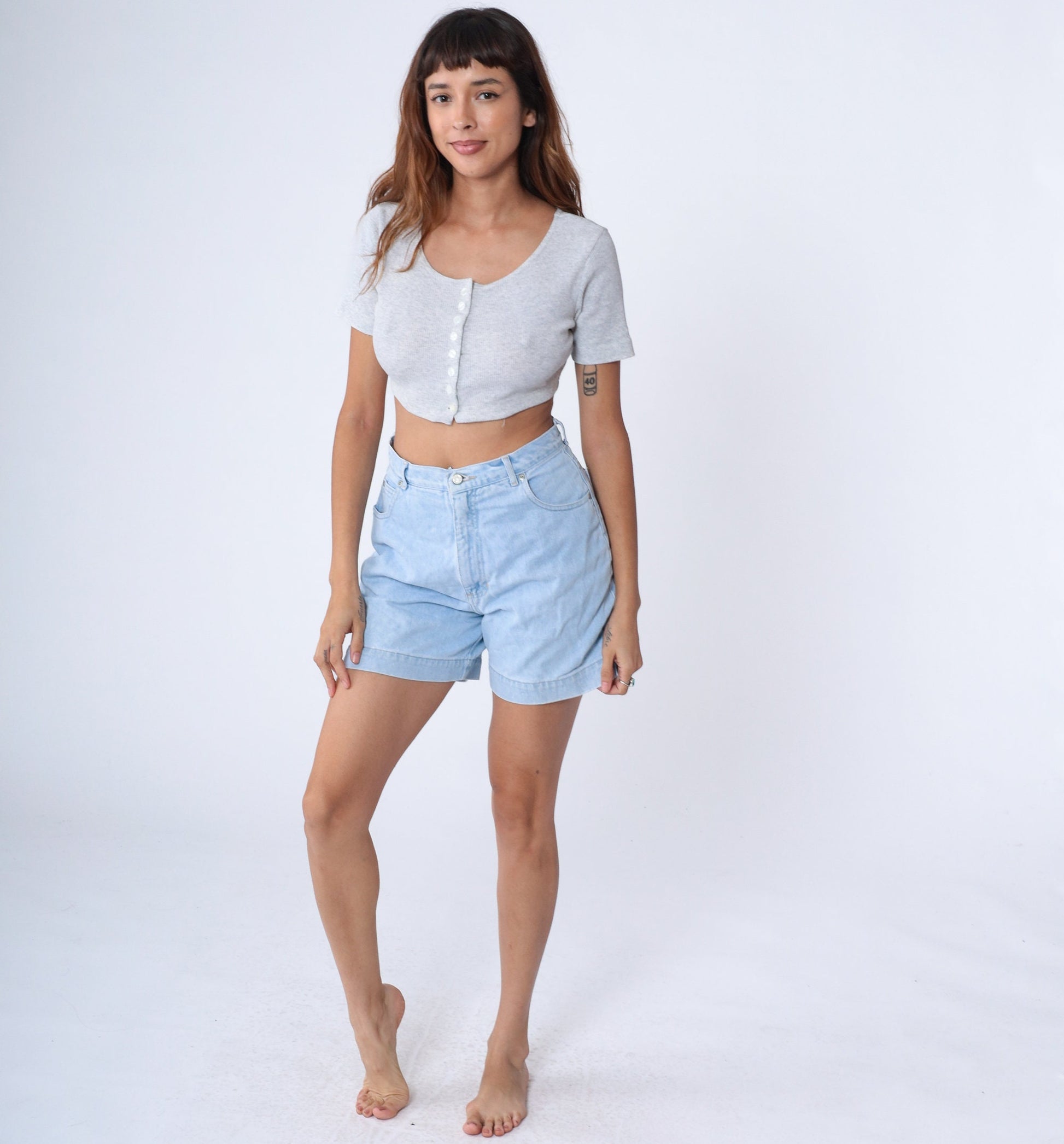 90s High Sierra Light Wash Denim Shorts High Waisted Jean Shorts Small 28