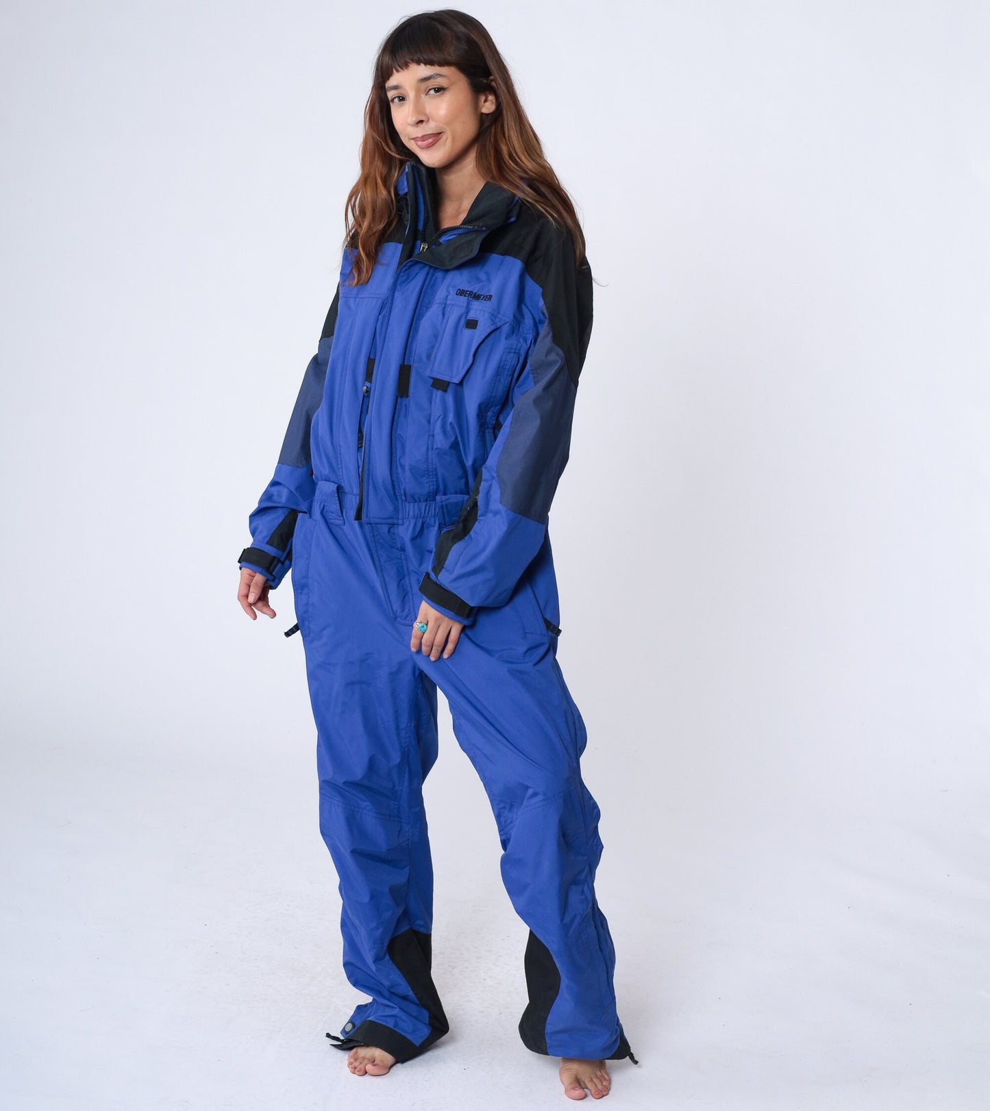 00s Obermeyer One-Piece Ski Suit Purple-Blue Black Trim Women's Extra Large XXL