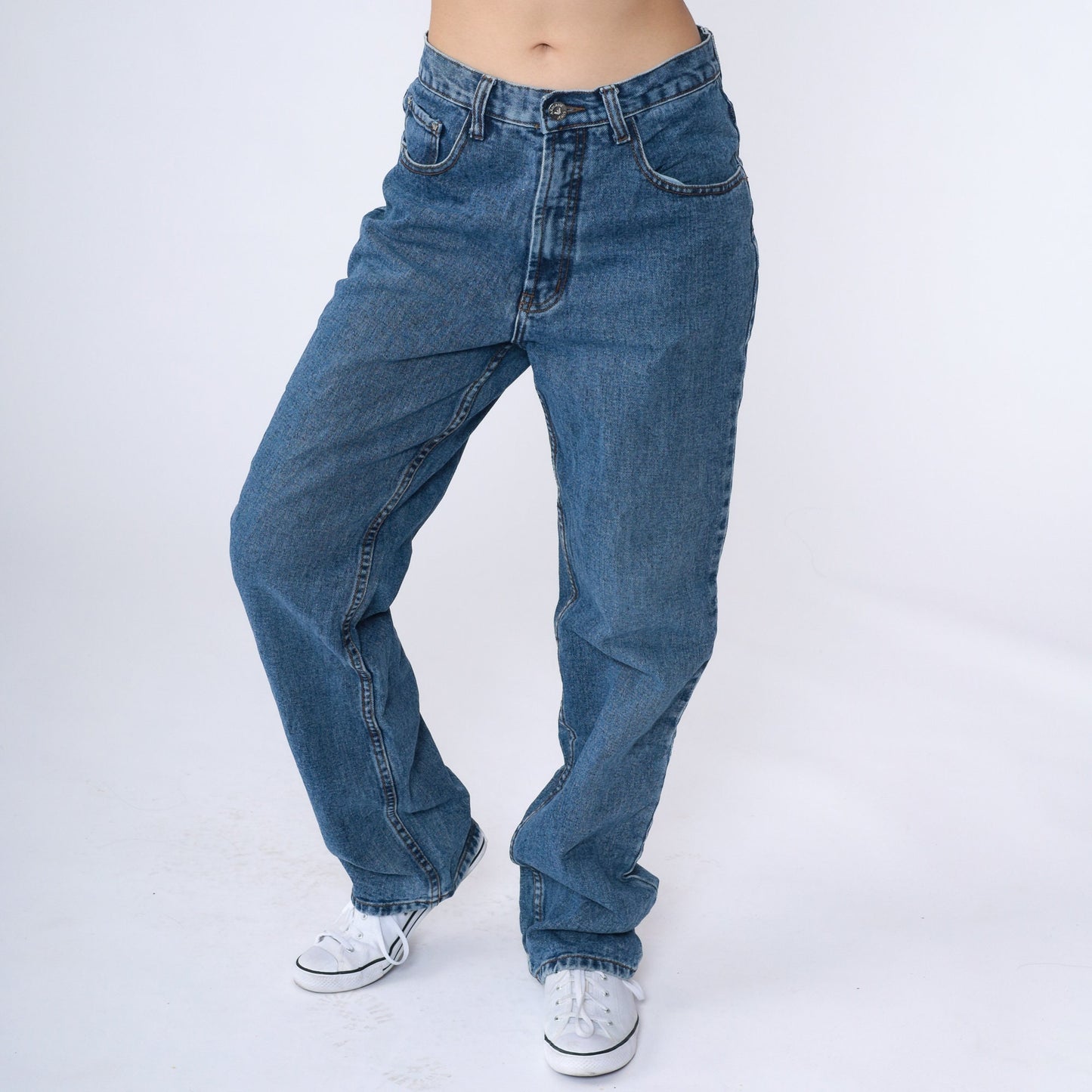 90s Armani Jeans High Waist Straight Leg Blue Denim Medium 30