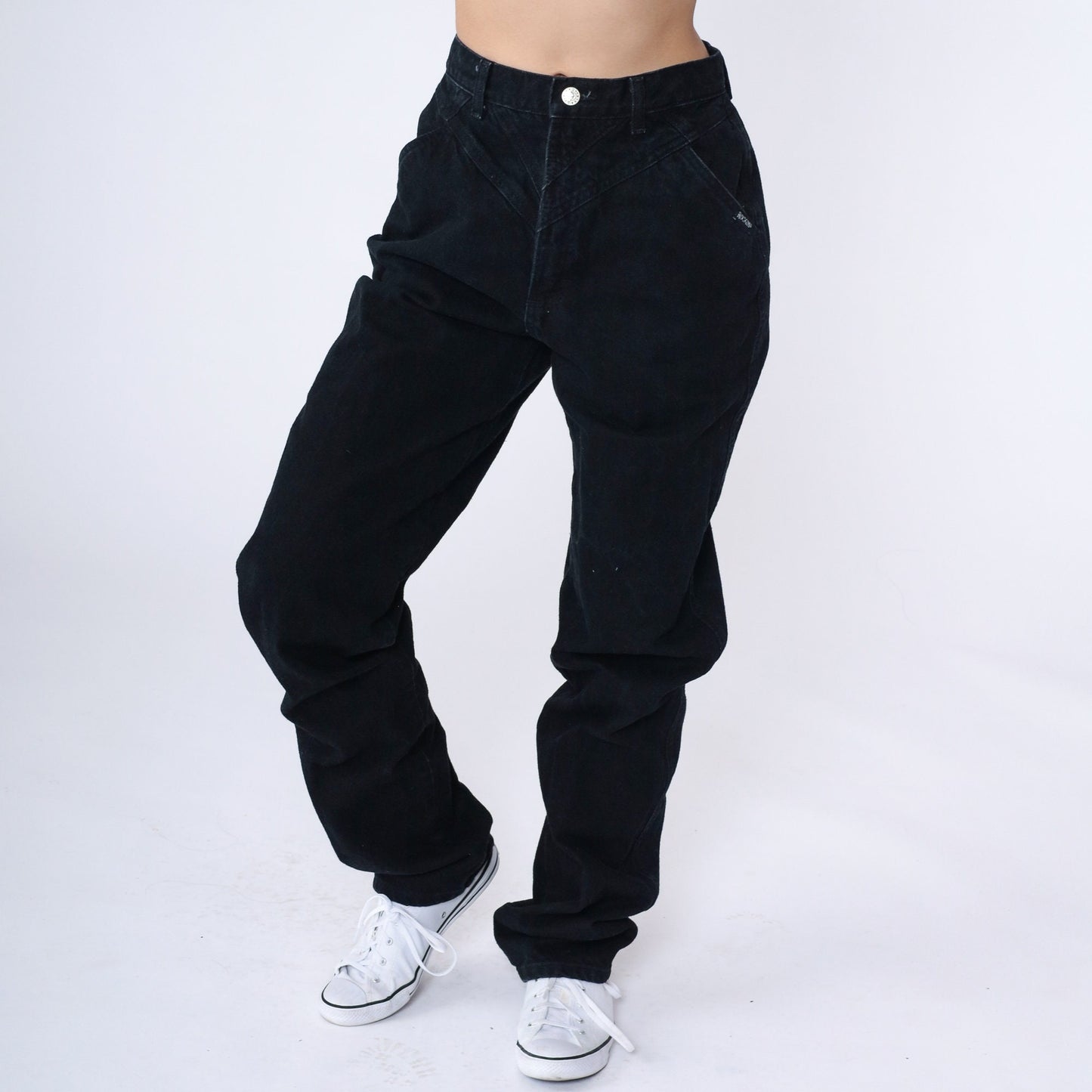 90s Rocky Mountain Black Denim High Waisted Jeans Tapered Leg Small