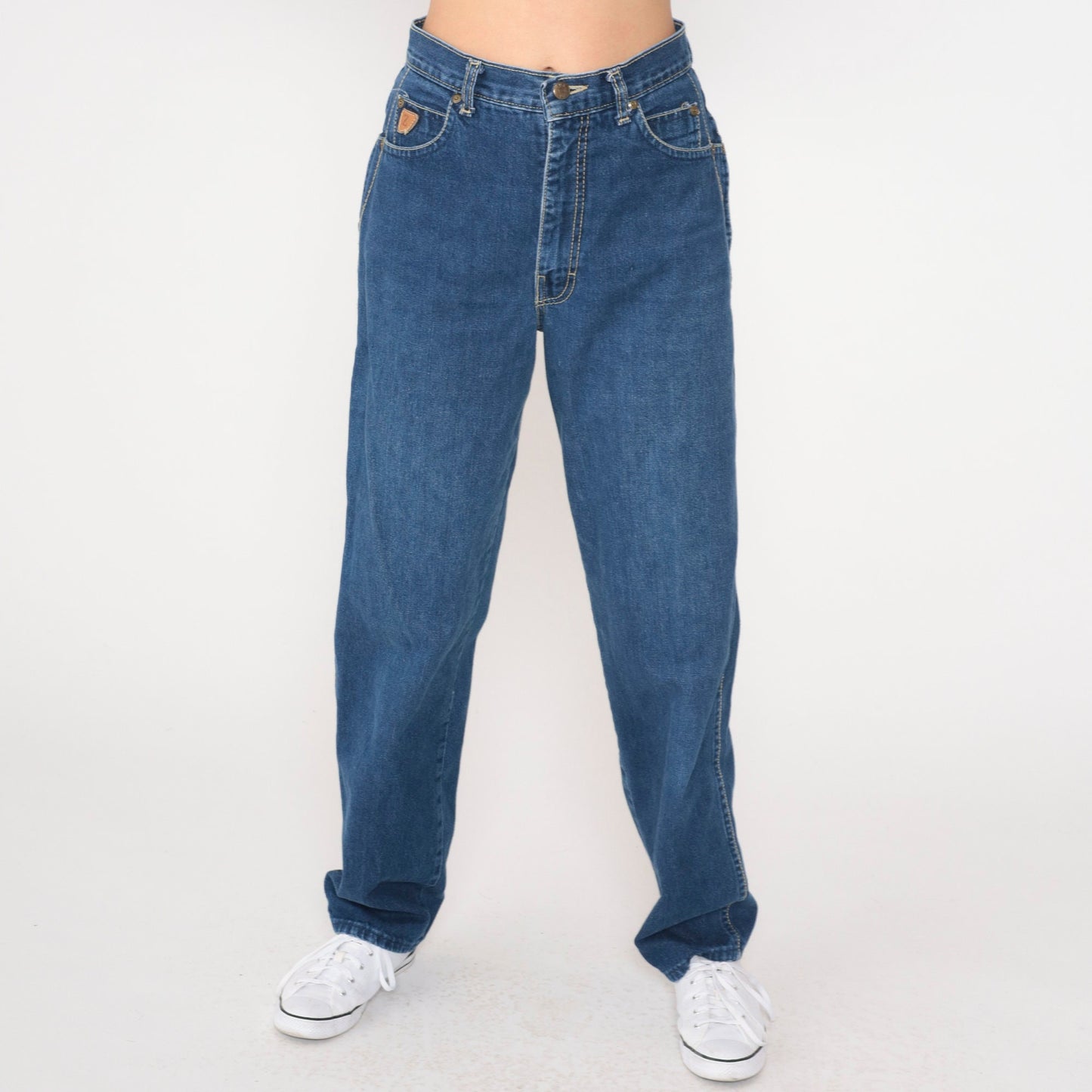 90s Zena High Waist Straight Leg Mom Jeans Blue Denim Small 27