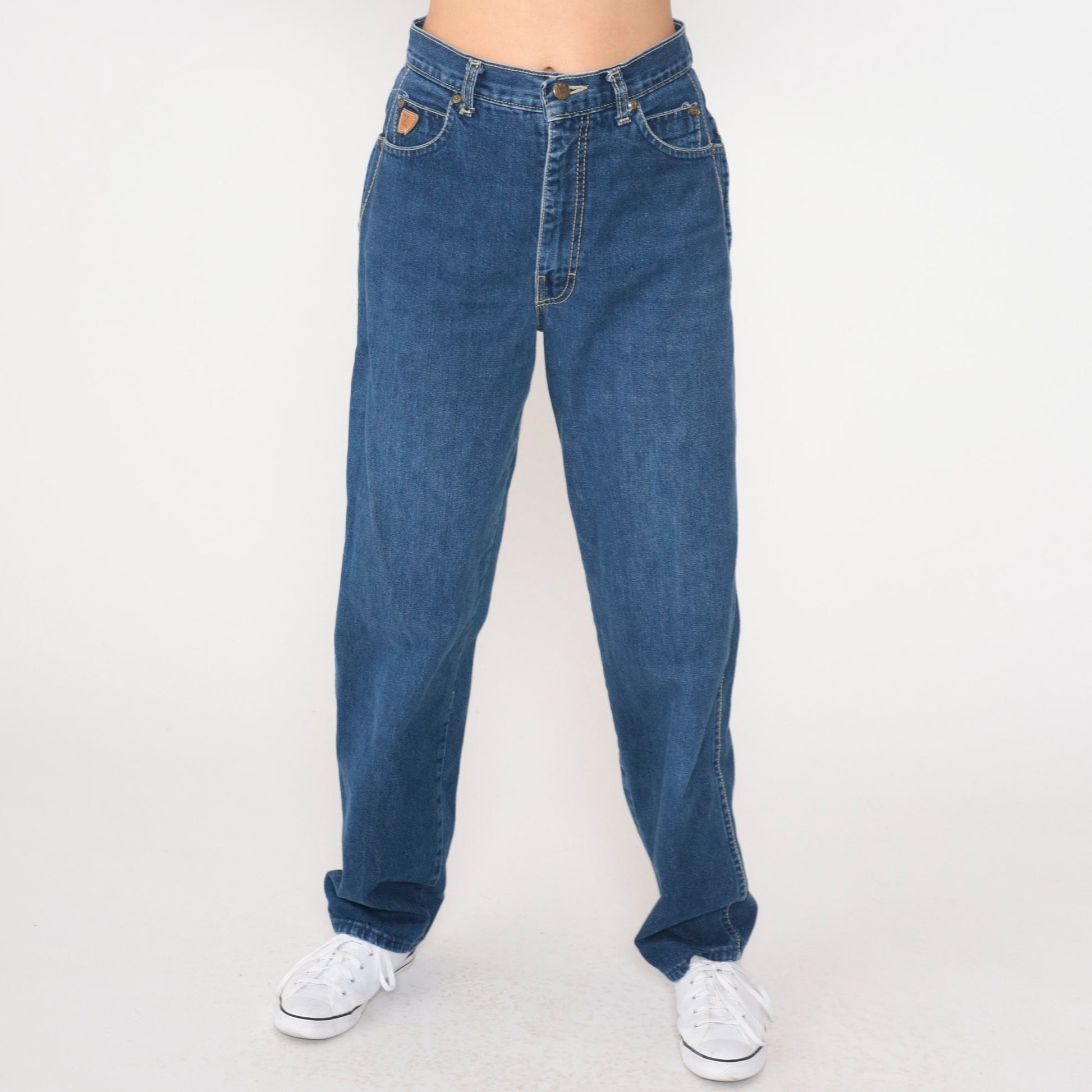 90s Zena High Waist Straight Leg Mom Jeans Blue Denim Small 27