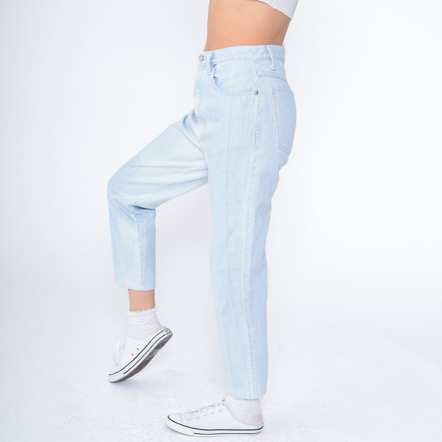 90s Sasson Light Wash High Waist Tapered Ankle Jeans Blue Denim Small