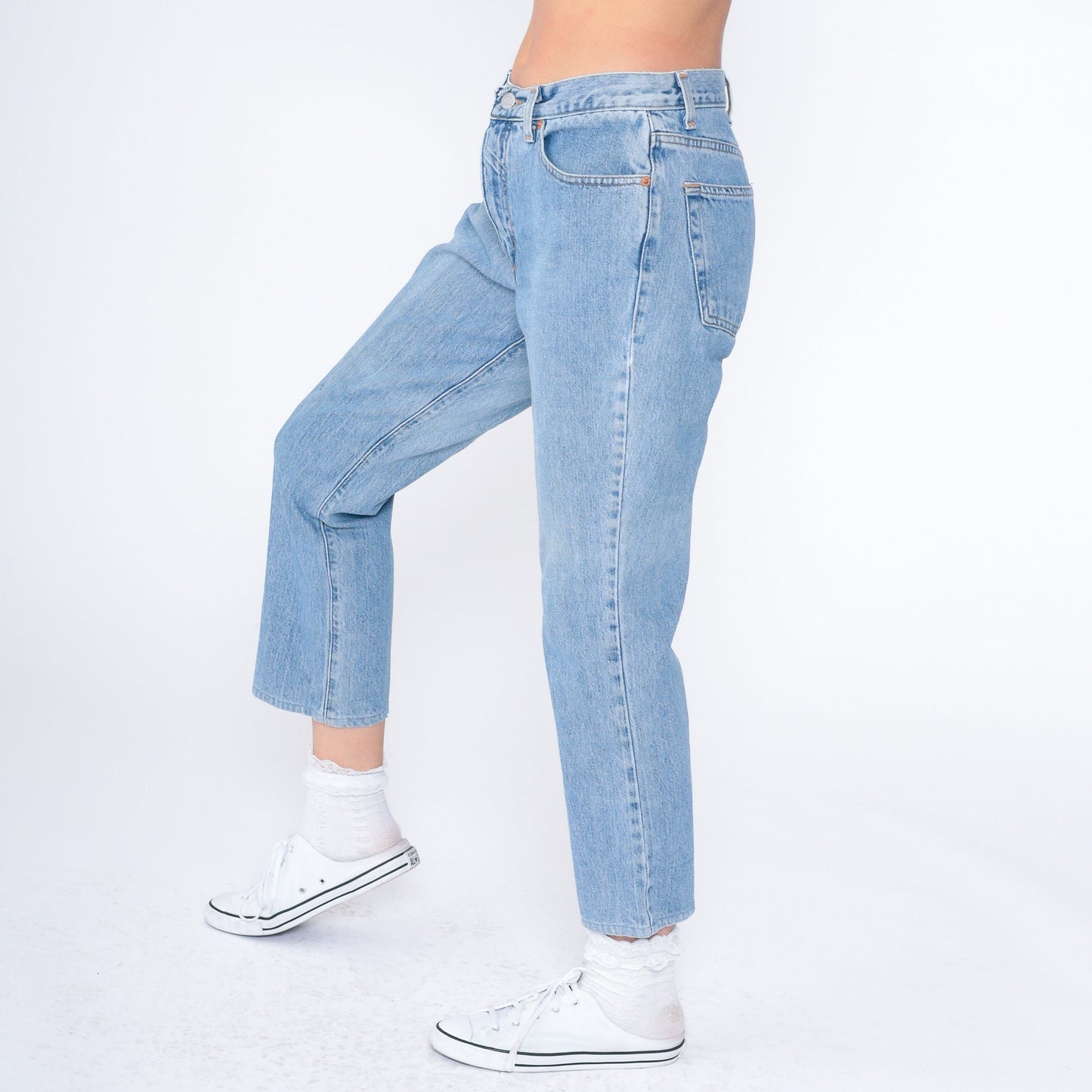 90s Guess Mid Rise Straight Crop Jeans Blue Denim Medium